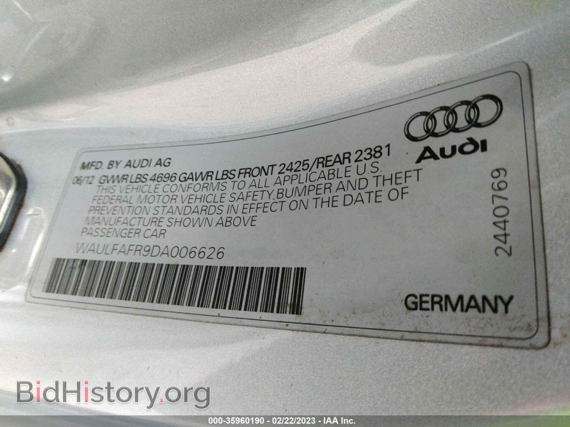 2013 AUDI A5 - VIN: WAULFAFR9DA006626 - Фото 9