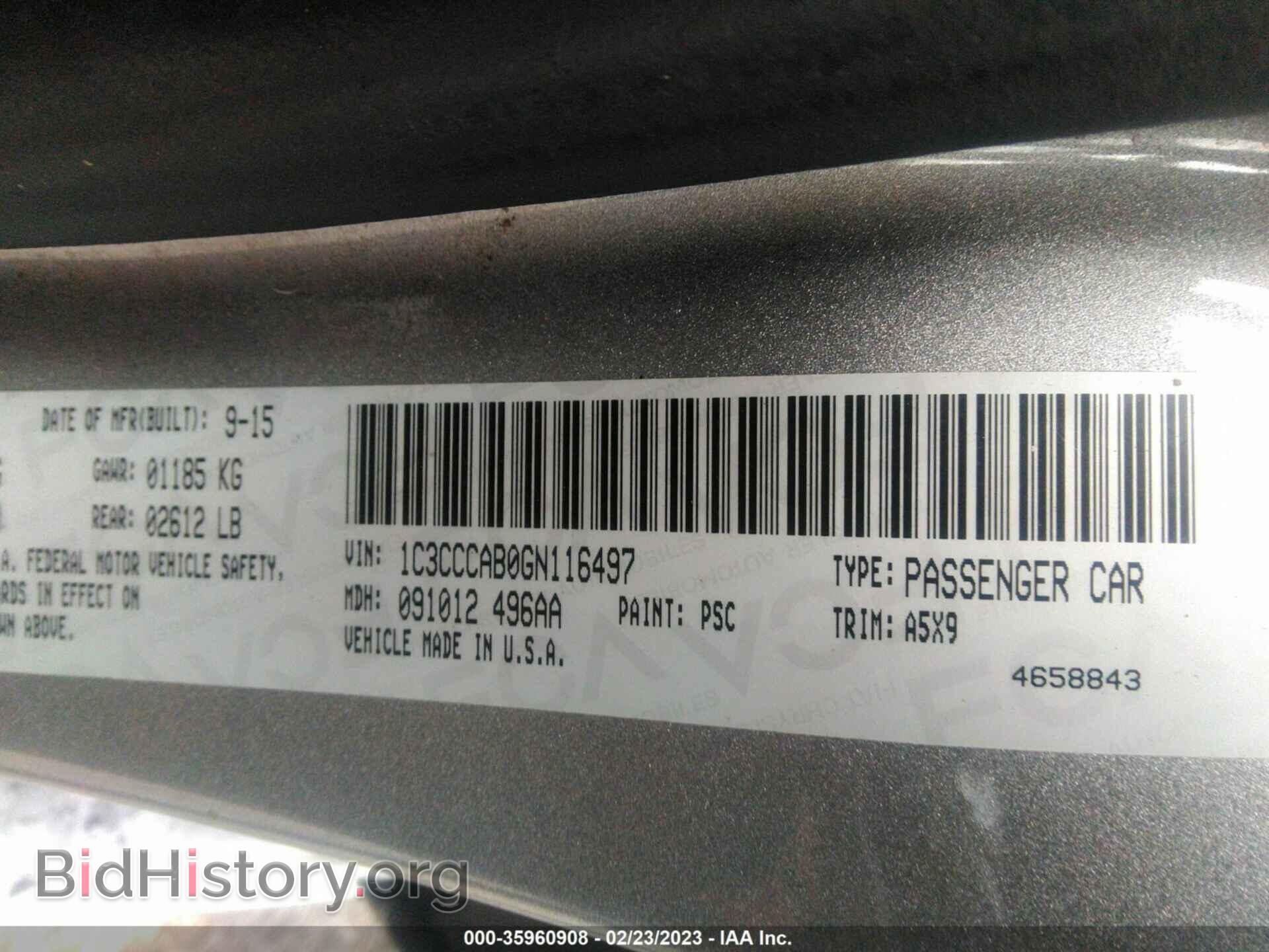 2016 CHRYSLER 200 - VIN: 1C3CCCAB0GN116497 - Фото 9