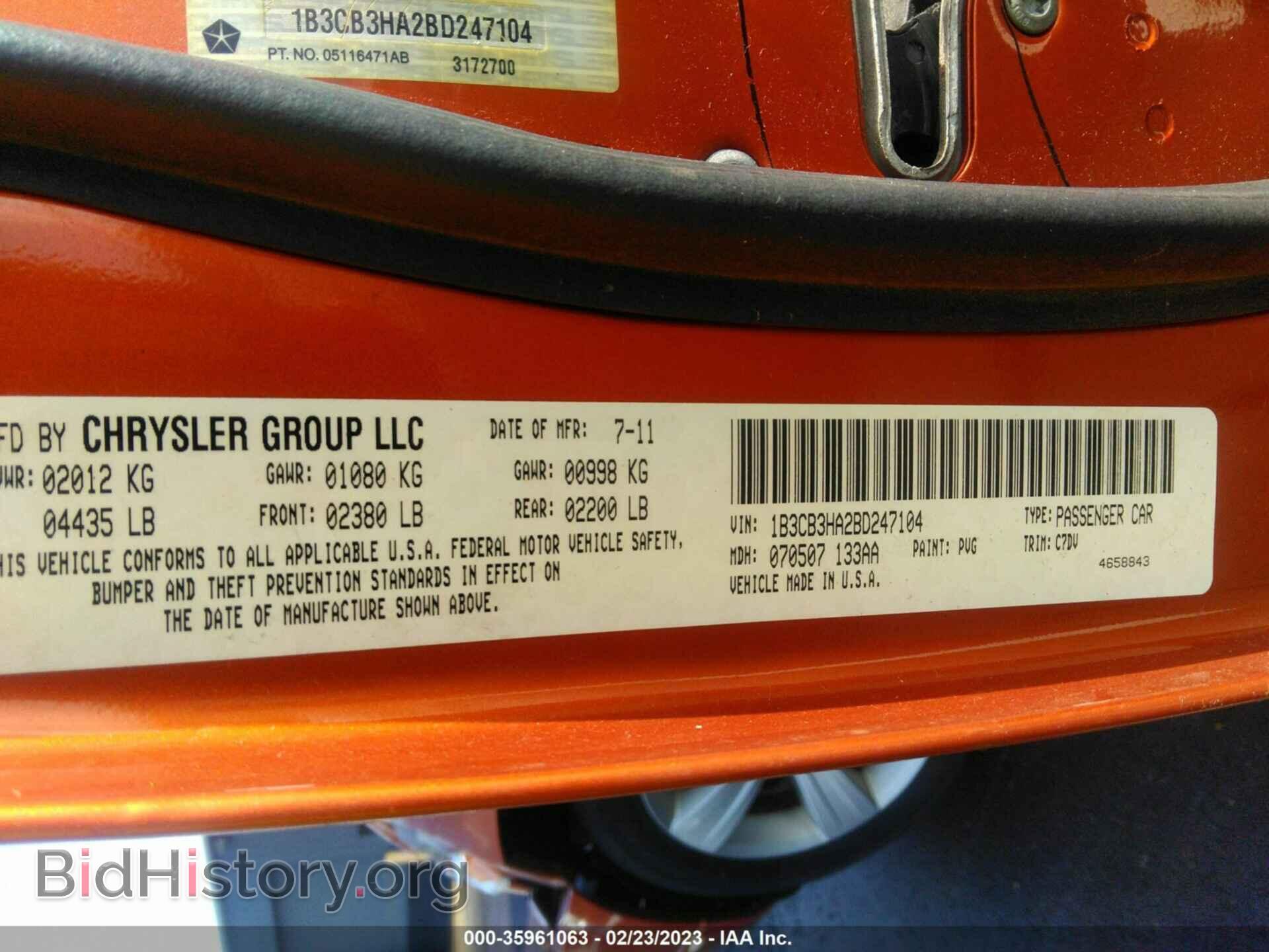 2011 DODGE CALIBER - VIN: 1B3CB3HA2BD247104 - Фото 9