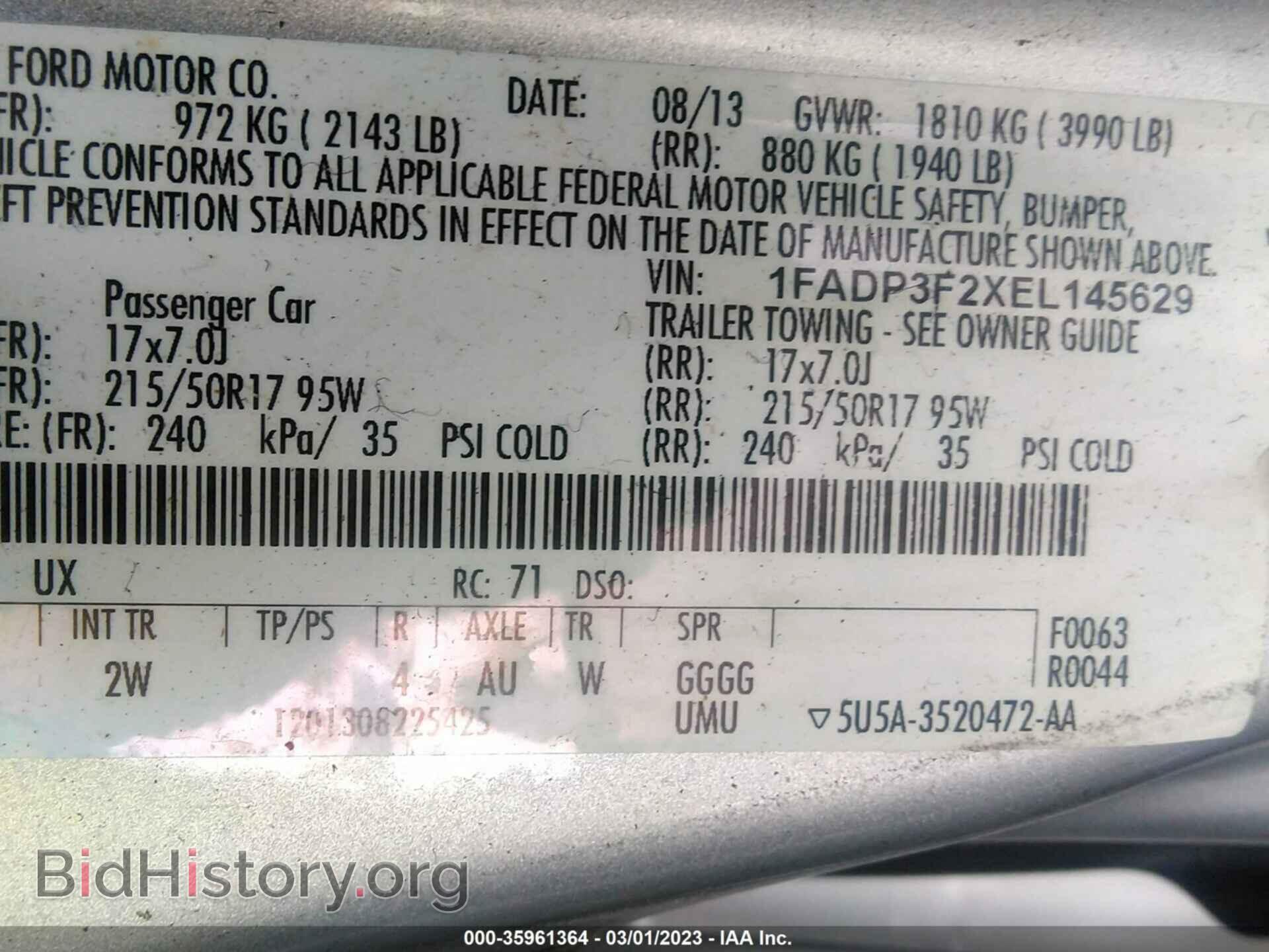 2014 FORD FOCUS - VIN: 1FADP3F2XEL145629 - Фото 9