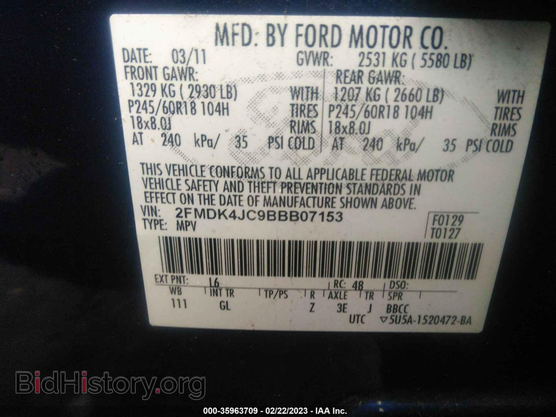 2011 FORD EDGE - VIN: 2FMDK4JC9BBB07153 - Photo 9