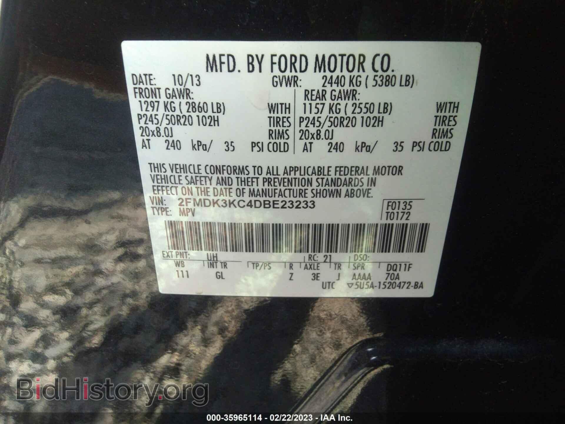 2013 FORD EDGE - VIN: 2FMDK3KC4DBE23233 - Photo 9