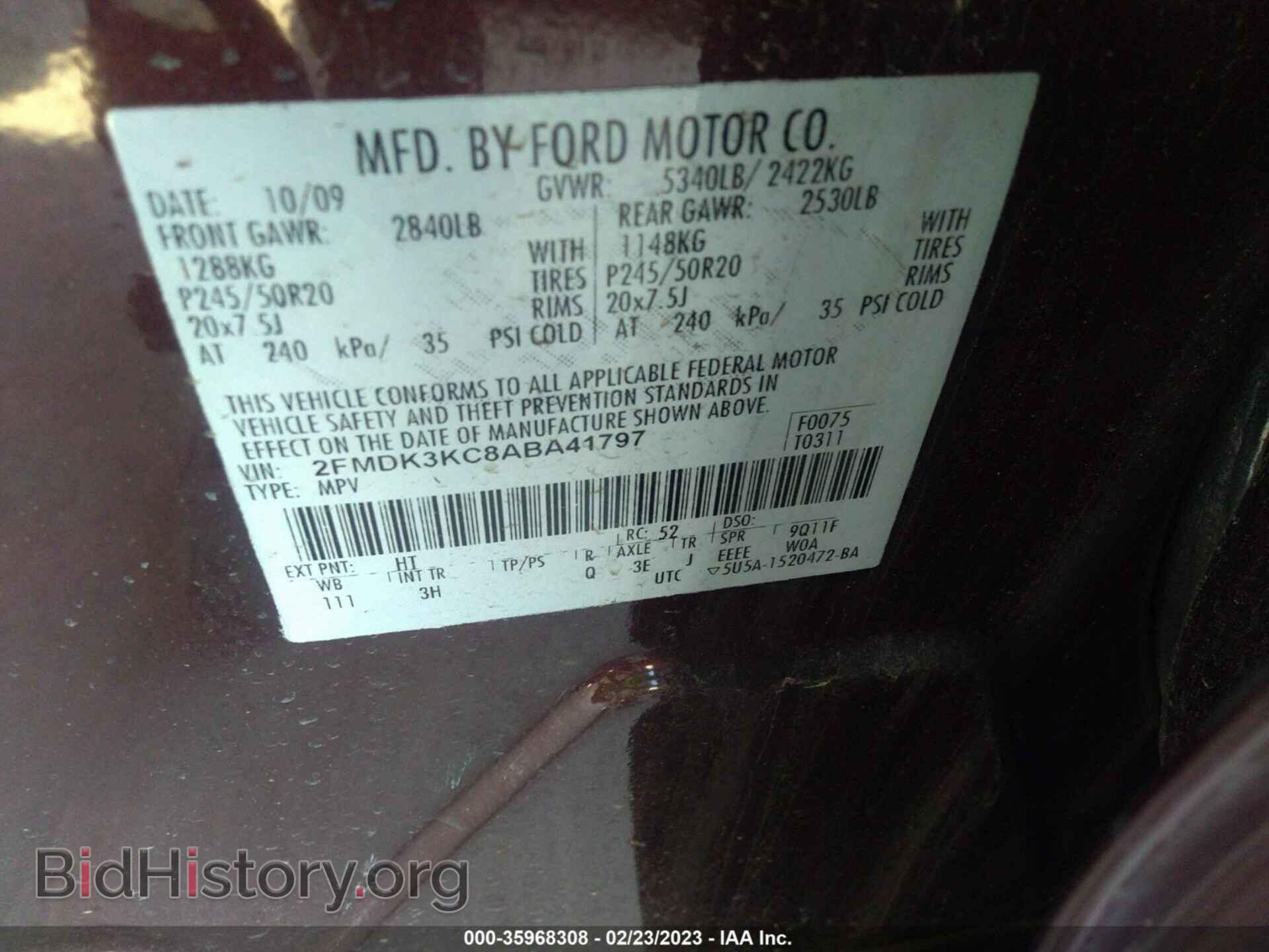 2010 FORD EDGE - VIN: 2FMDK3KC8ABA41797 - Фото 9