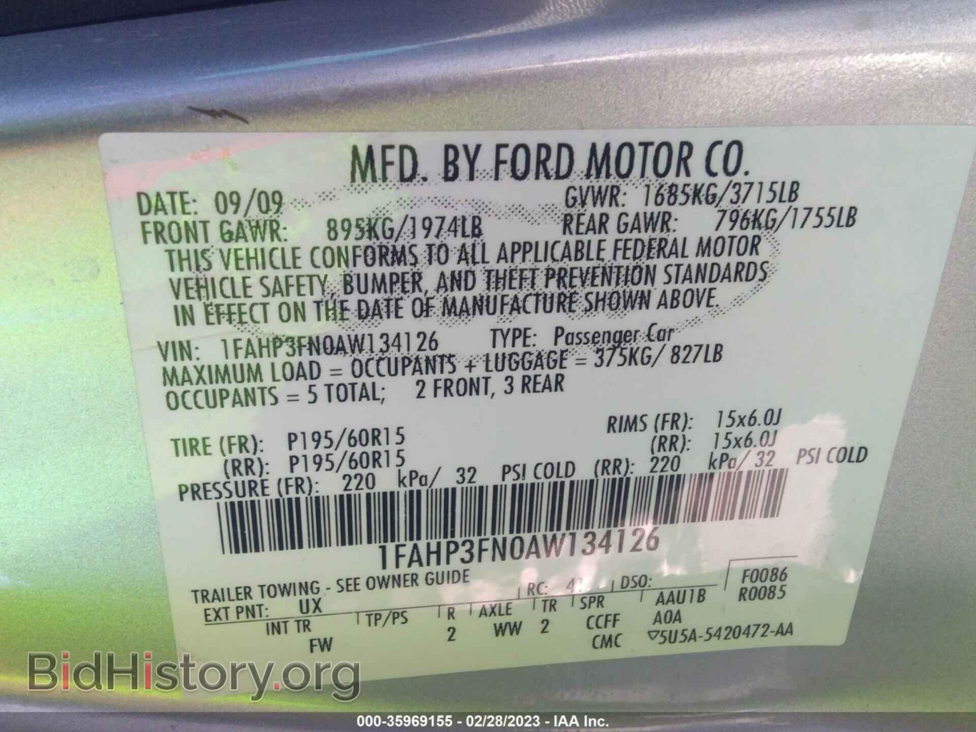 2010 FORD FOCUS - VIN: 1FAHP3FN0AW134126 - Фото 9