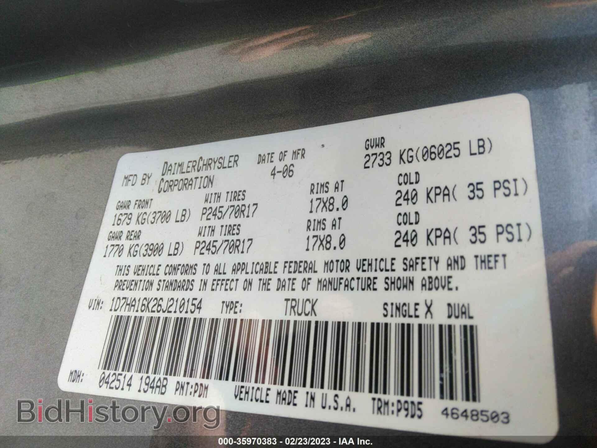 2006 DODGE RAM 1500 - VIN: 1D7HA16K26J210154 - Фото 9