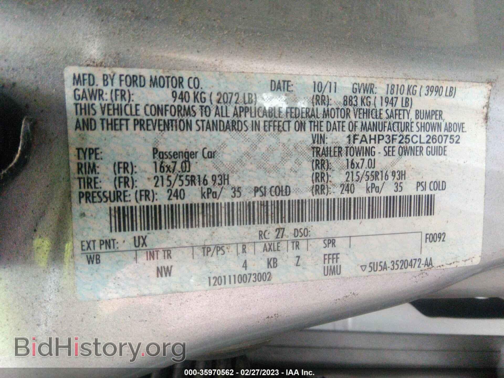 2012 FORD FOCUS - VIN: 1FAHP3F25CL260752 - Фото 9