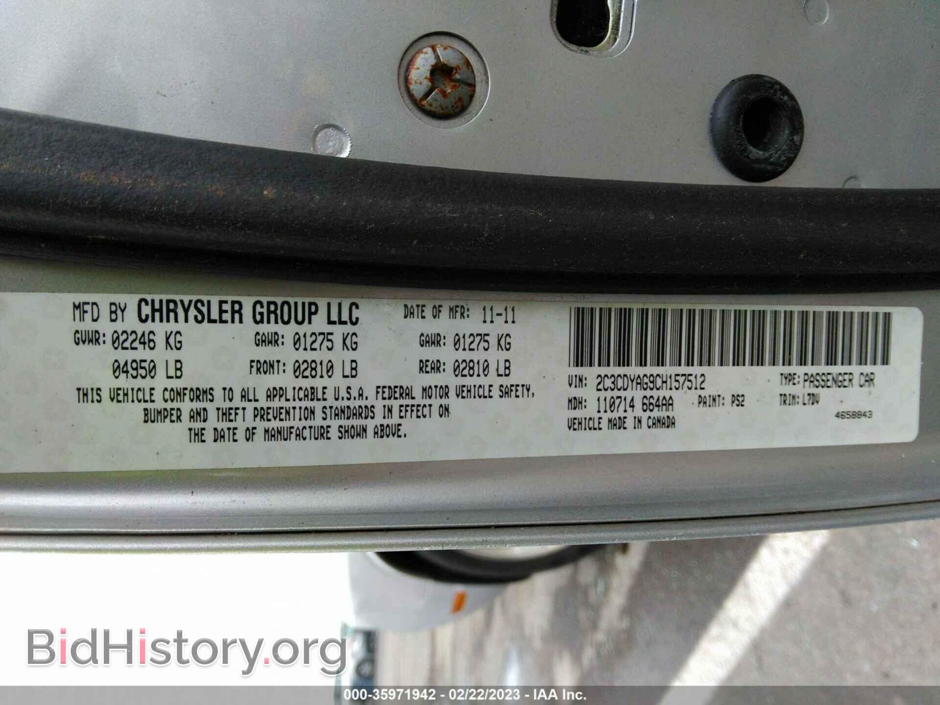 2012 DODGE CHALLENGER - VIN: 2C3CDYAG9CH157512 - Photo 9