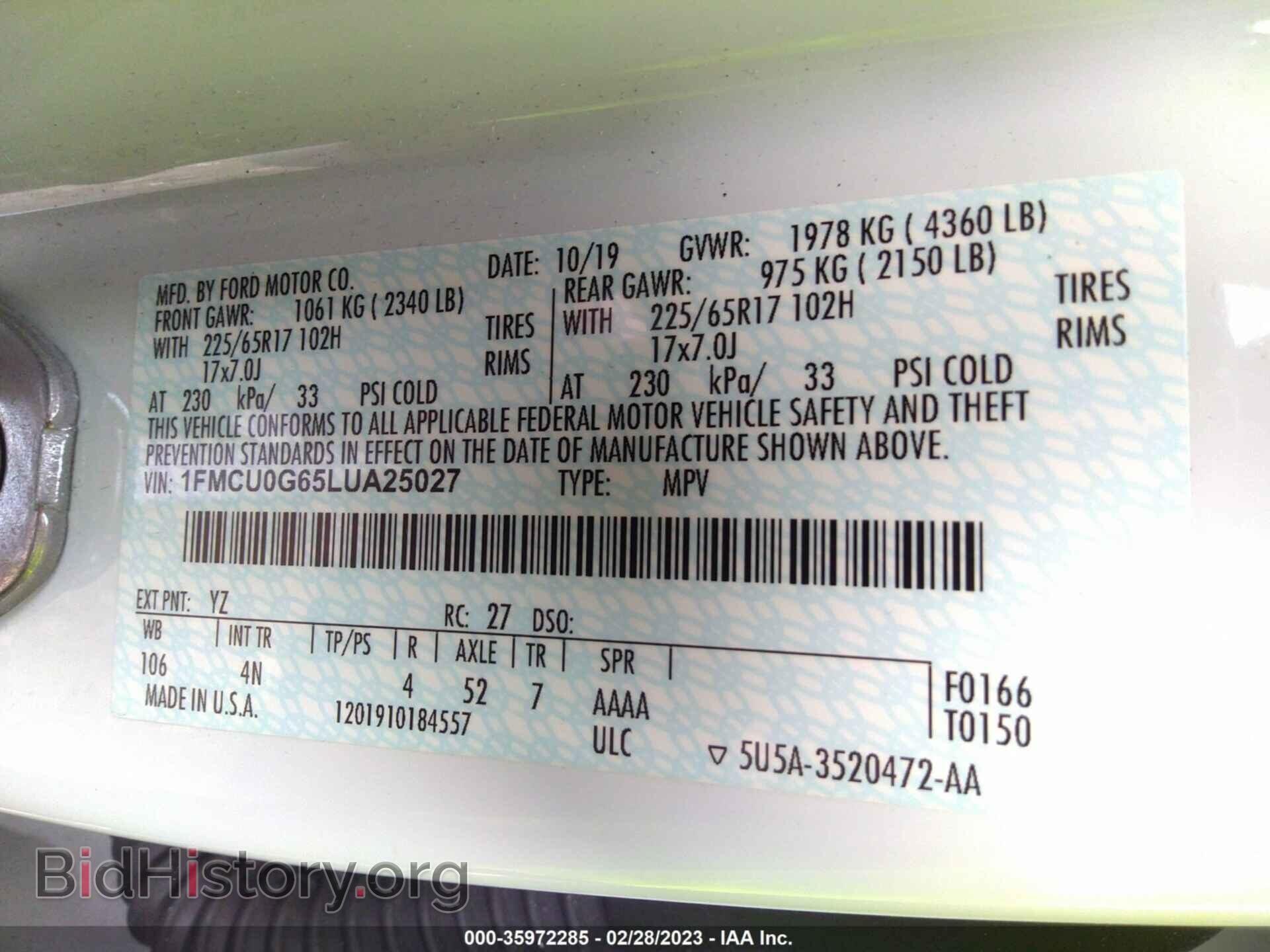 2020 FORD ESCAPE - VIN: 1FMCU0G65LUA25027 - Photo 9