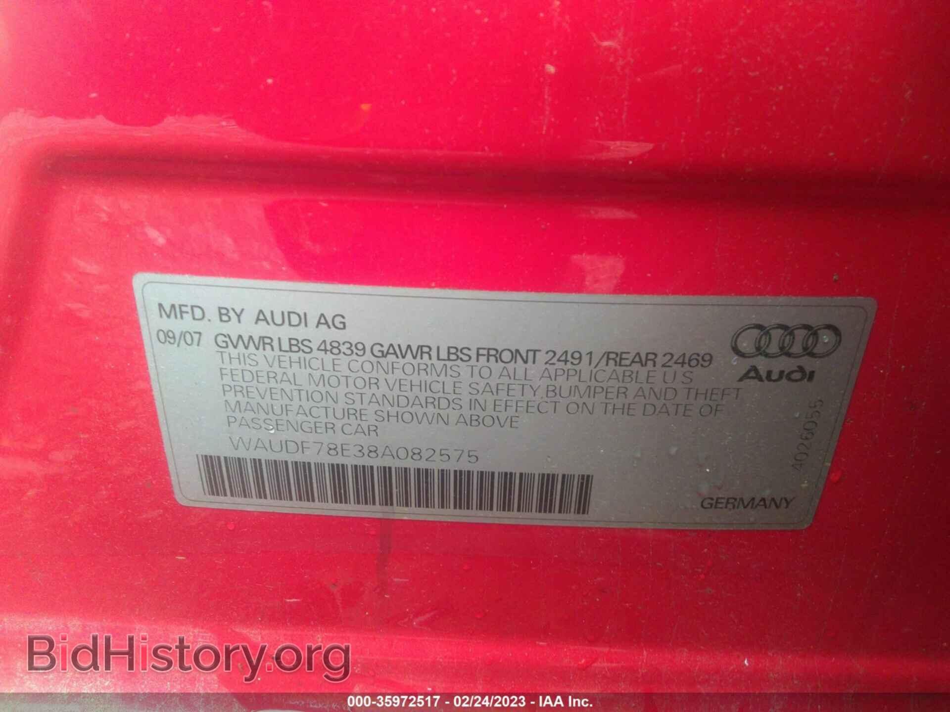2008 AUDI A4 - VIN: WAUDF78E38A082575 - Фото 9
