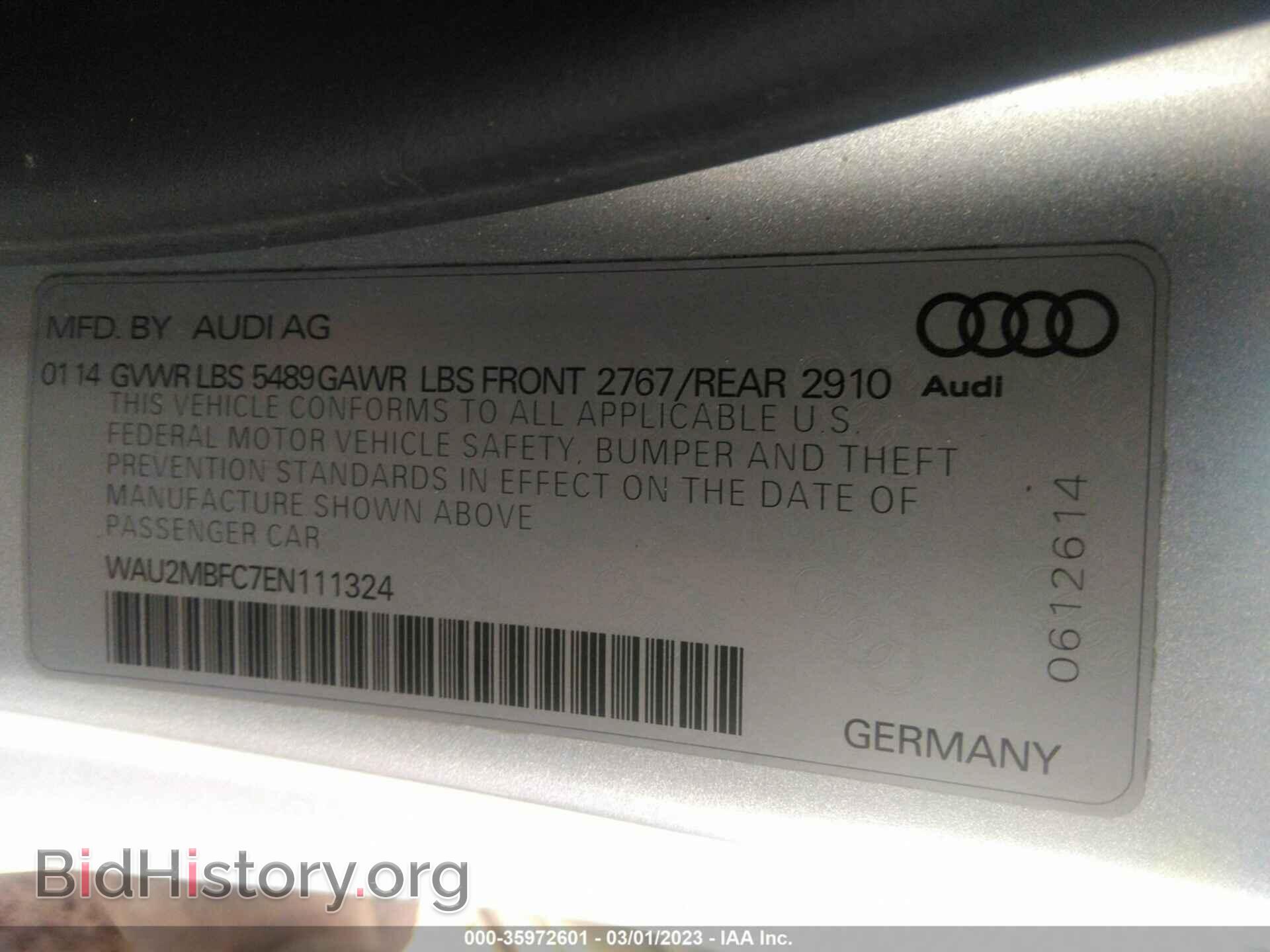 2014 AUDI A7 - VIN: WAU2MBFC7EN111324 - Фото 9