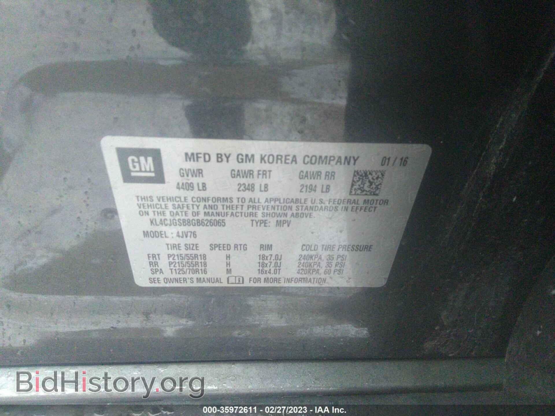 2016 BUICK ENCORE - VIN: KL4CJGSB8GB626065 - Photo 9