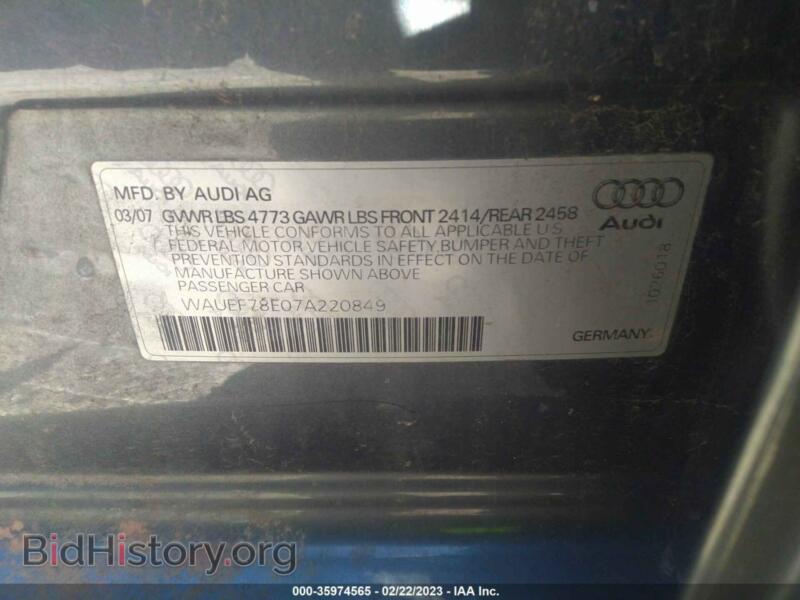 2007 Audi A4 (VIN WAUEF78E07A220849) — фото 9 из 11