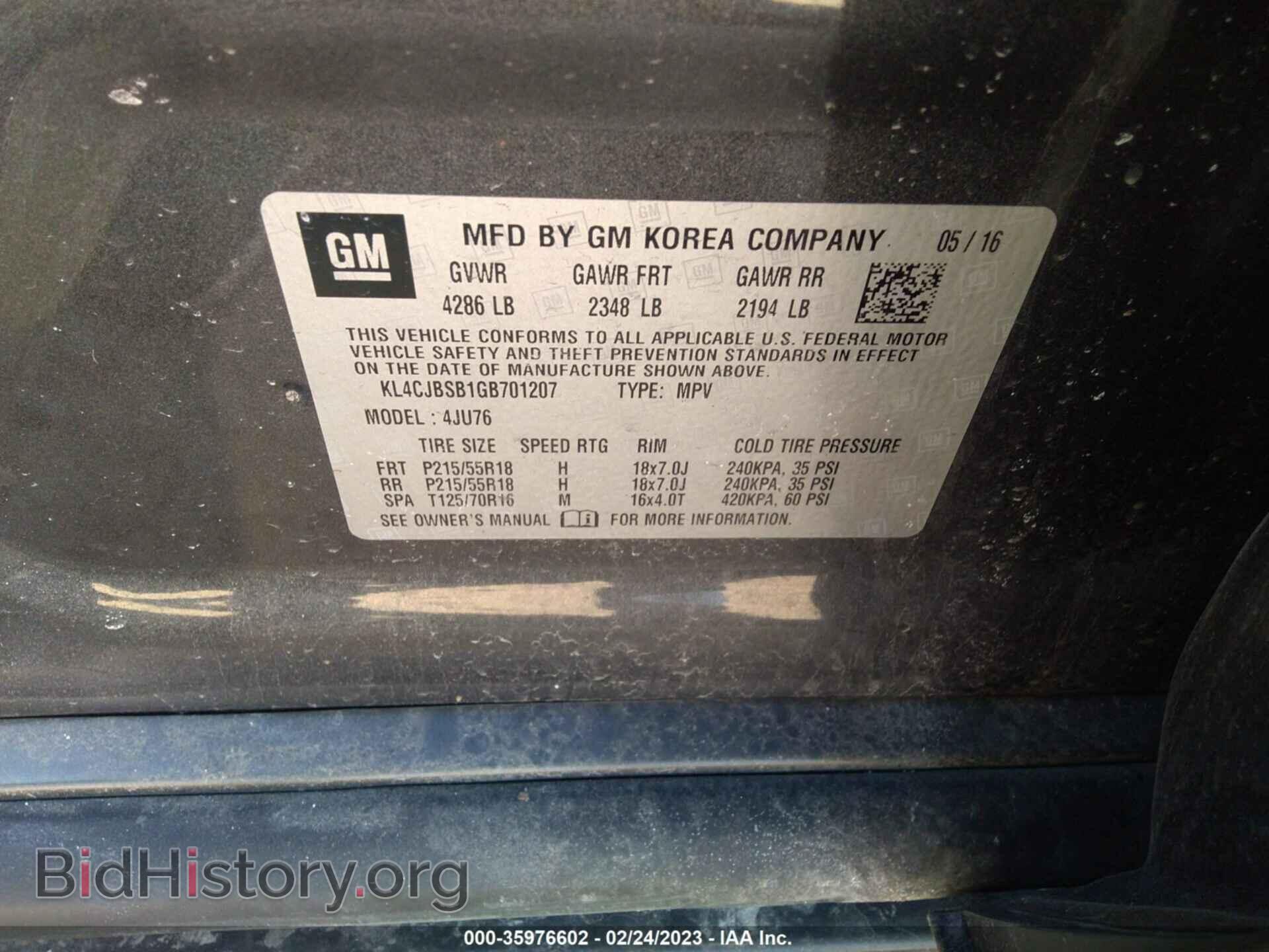 2016 BUICK ENCORE - VIN: KL4CJBSB1GB701207 - Photo 9