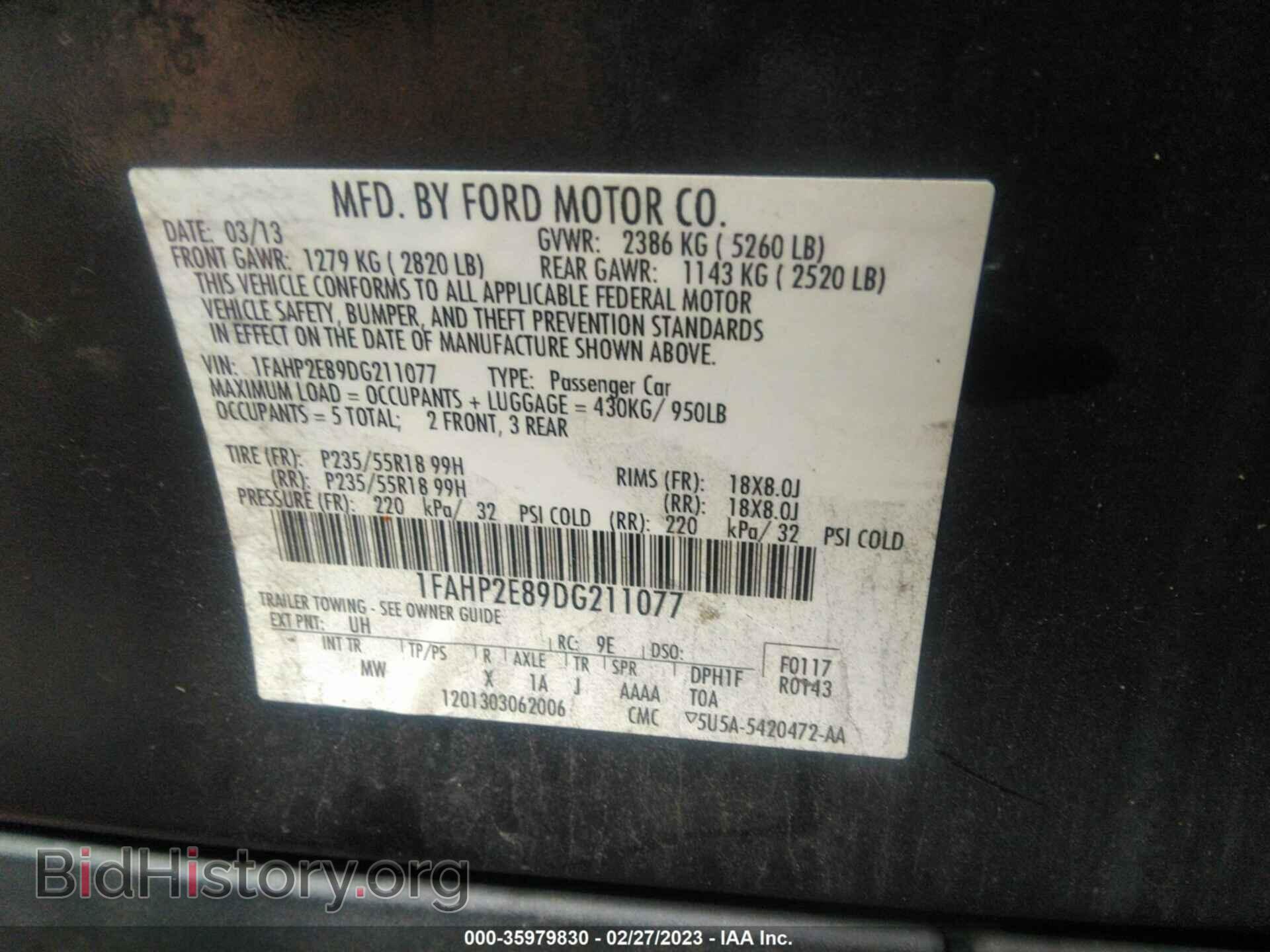 2013 FORD TAURUS - VIN: 1FAHP2E89DG211077 - Photo 9