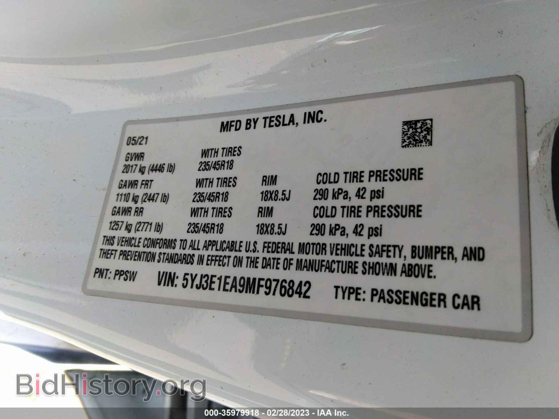 2021 TESLA MODEL 3 - VIN: 5YJ3E1EA9MF976842 - Photo 9