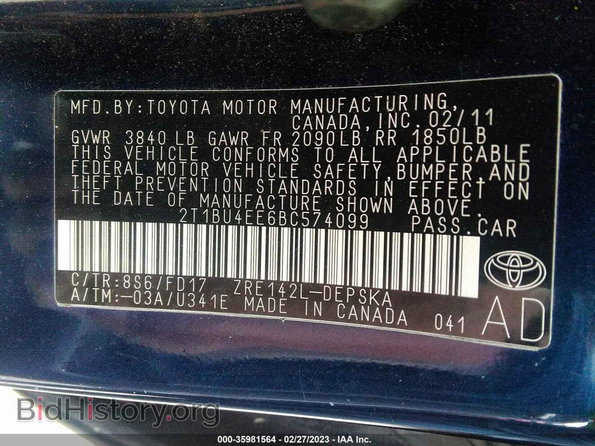2011 TOYOTA COROLLA - VIN: 2T1BU4EE6BC574099 - Фото 9