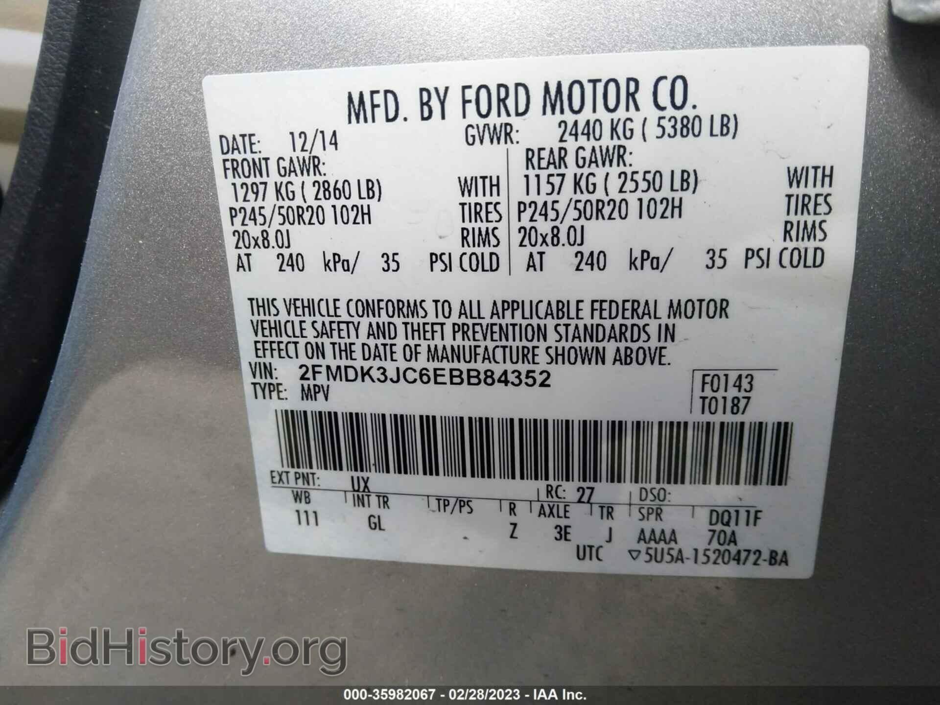 2014 FORD EDGE - VIN: 2FMDK3JC6EBB84352 - Photo 9