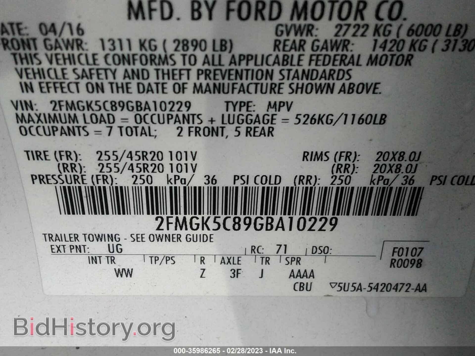 2016 FORD FLEX - VIN: 2FMGK5C89GBA10229 - Photo 9