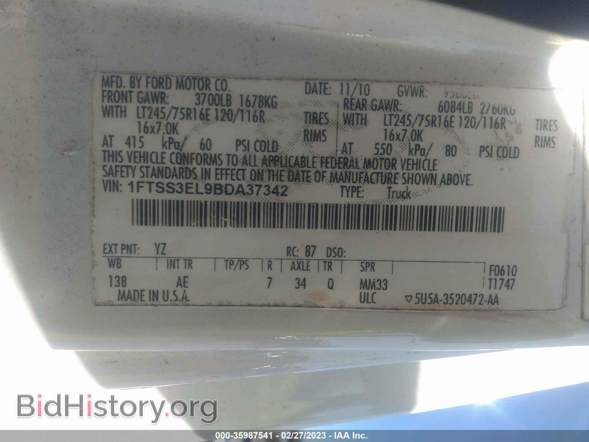 2011 FORD ECONOLINE CARGO VAN - VIN: 1FTSS3EL9BDA37342 - Фото 9