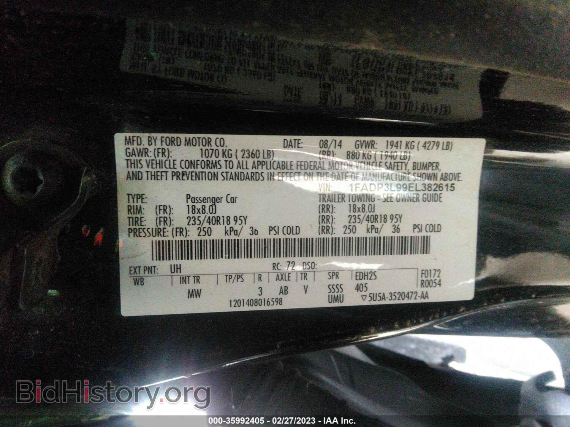 2014 FORD FOCUS - VIN: 1FADP3L99EL382615 - Фото 9