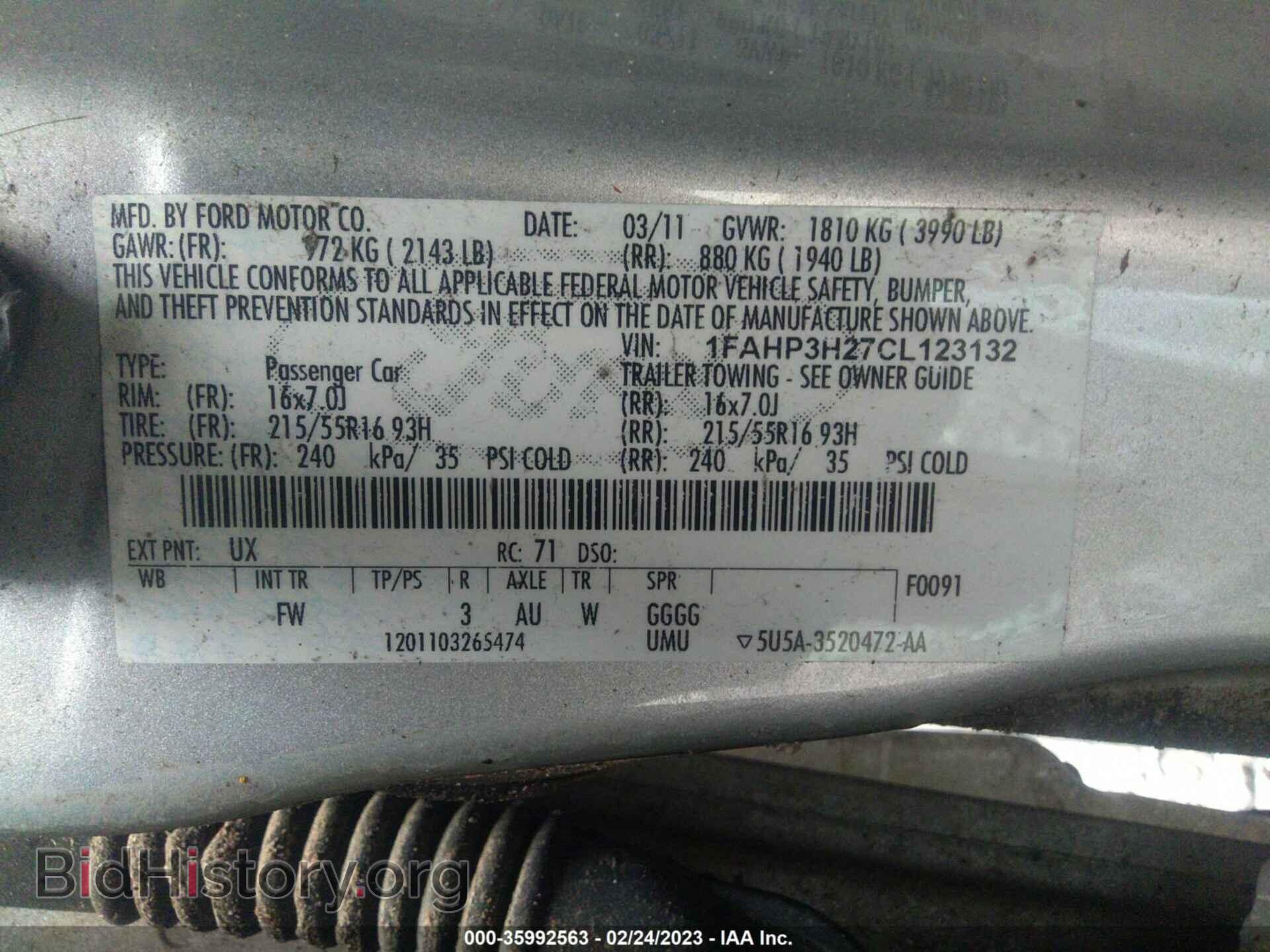 2012 FORD FOCUS - VIN: 1FAHP3H27CL123132 - Фото 9