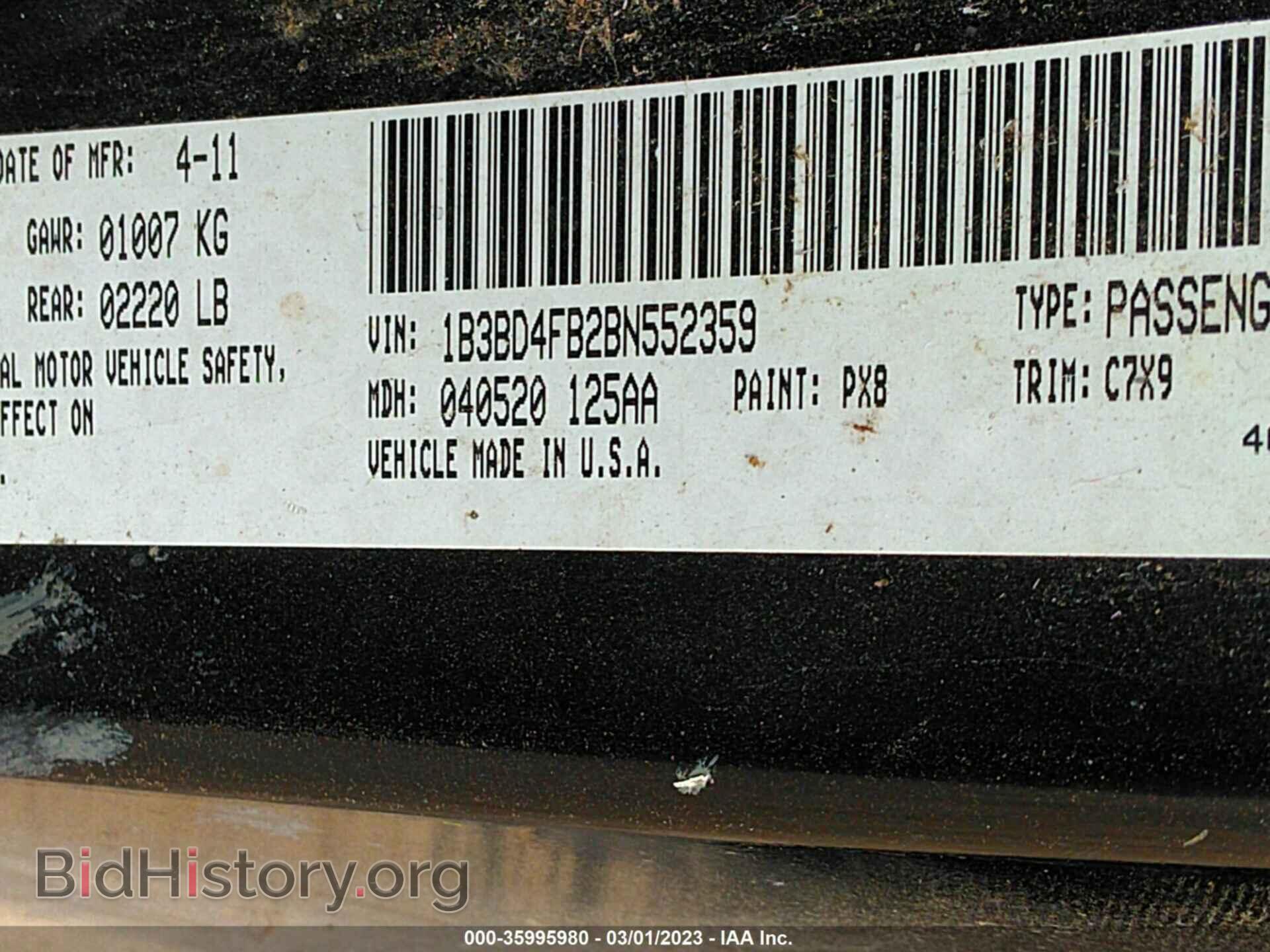 2011 DODGE AVENGER - VIN: 1B3BD4FB2BN552359 - Photo 9