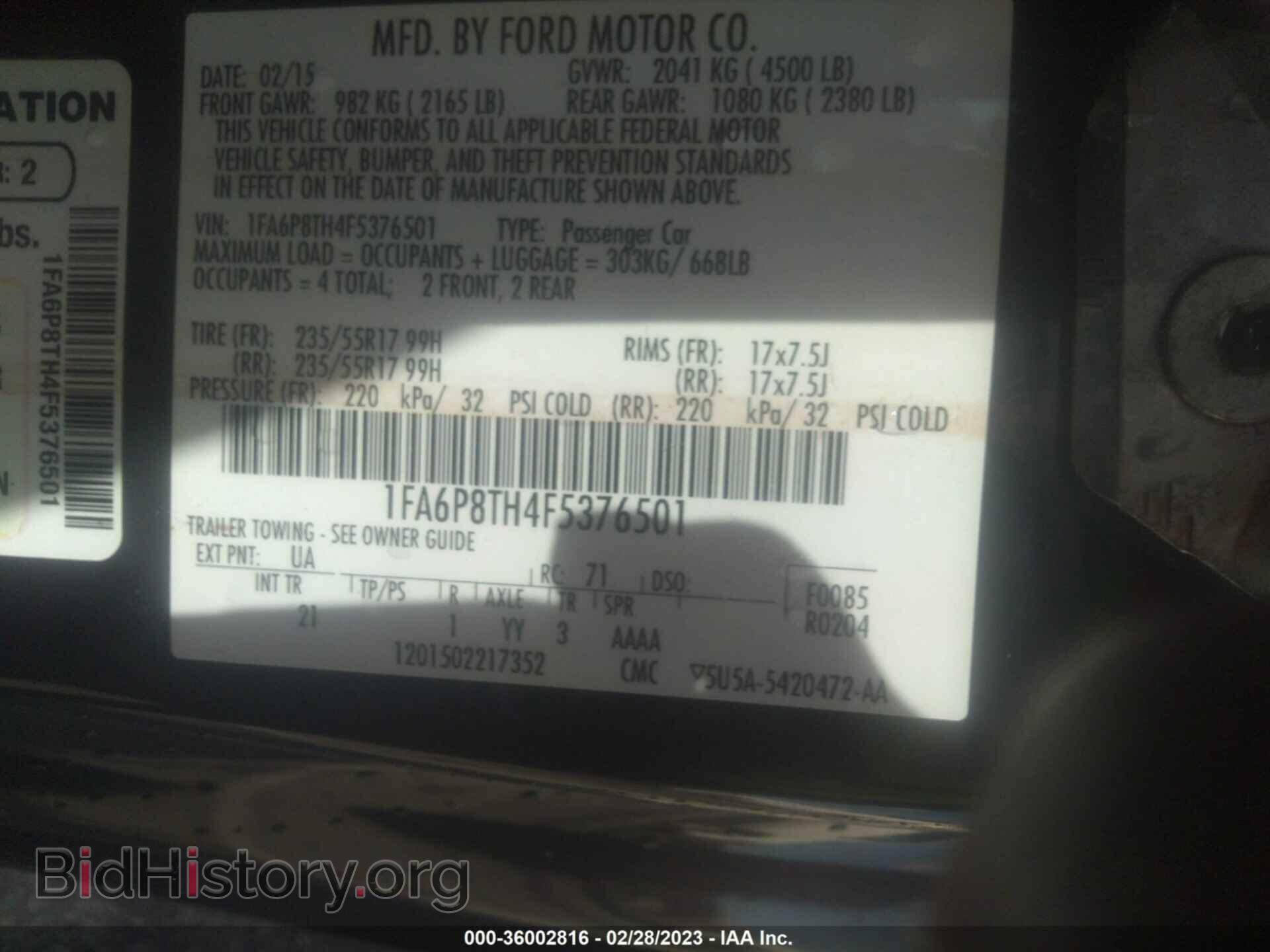 2015 FORD MUSTANG - VIN: 1FA6P8TH4F5376501 - Фото 9