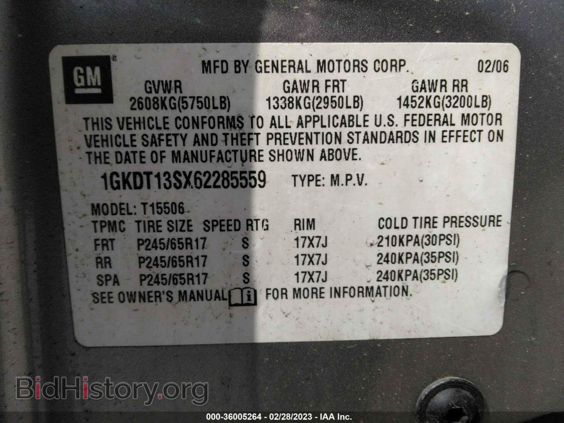 2006 GMC ENVOY - VIN: 1GKDT13SX62285559 - Фото 9