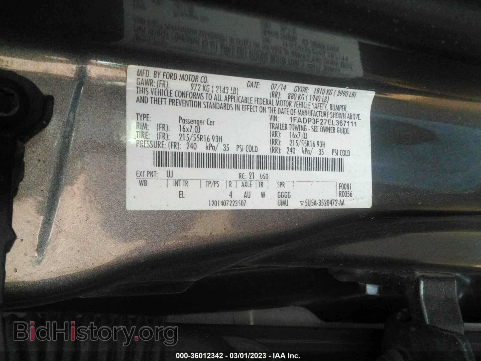 2014 FORD FOCUS - VIN: 1FADP3F27EL367111 - Фото 9