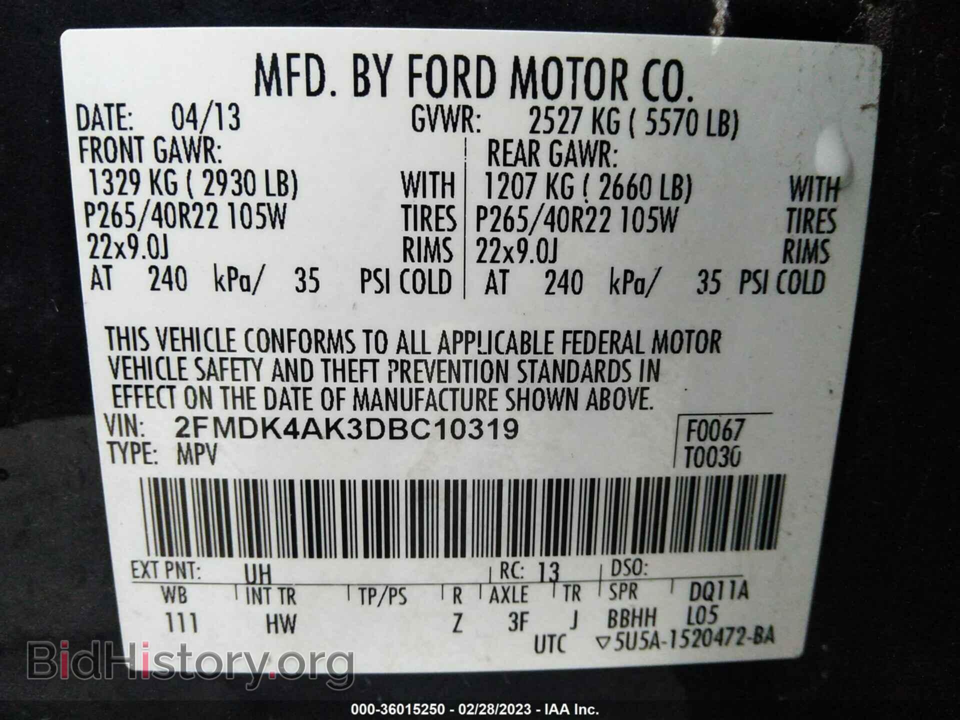 2013 FORD EDGE - VIN: 2FMDK4AK3DBC10319 - Photo 9