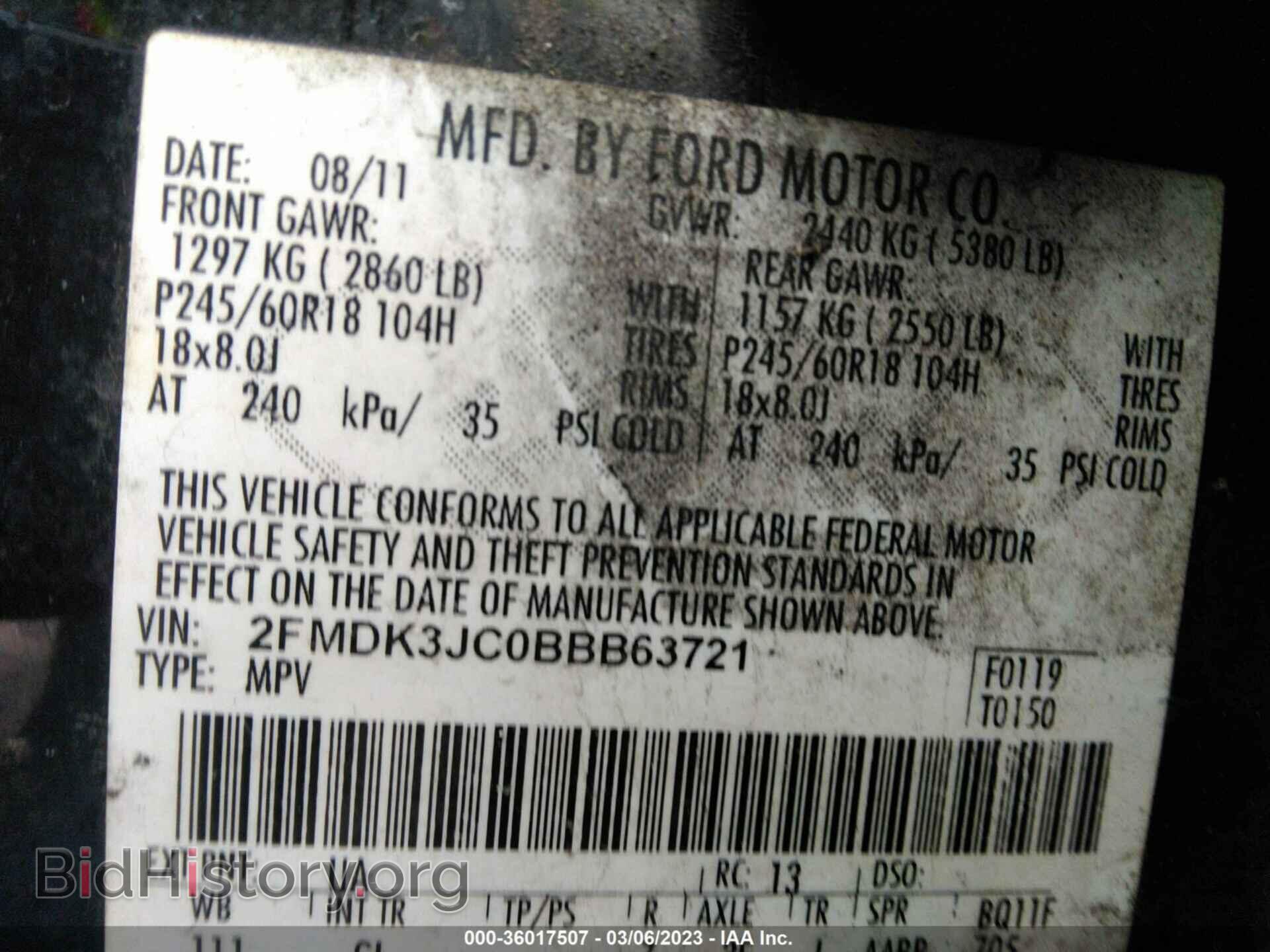 2011 FORD EDGE - VIN: 2FMDK3JC0BBB63721 - Photo 9