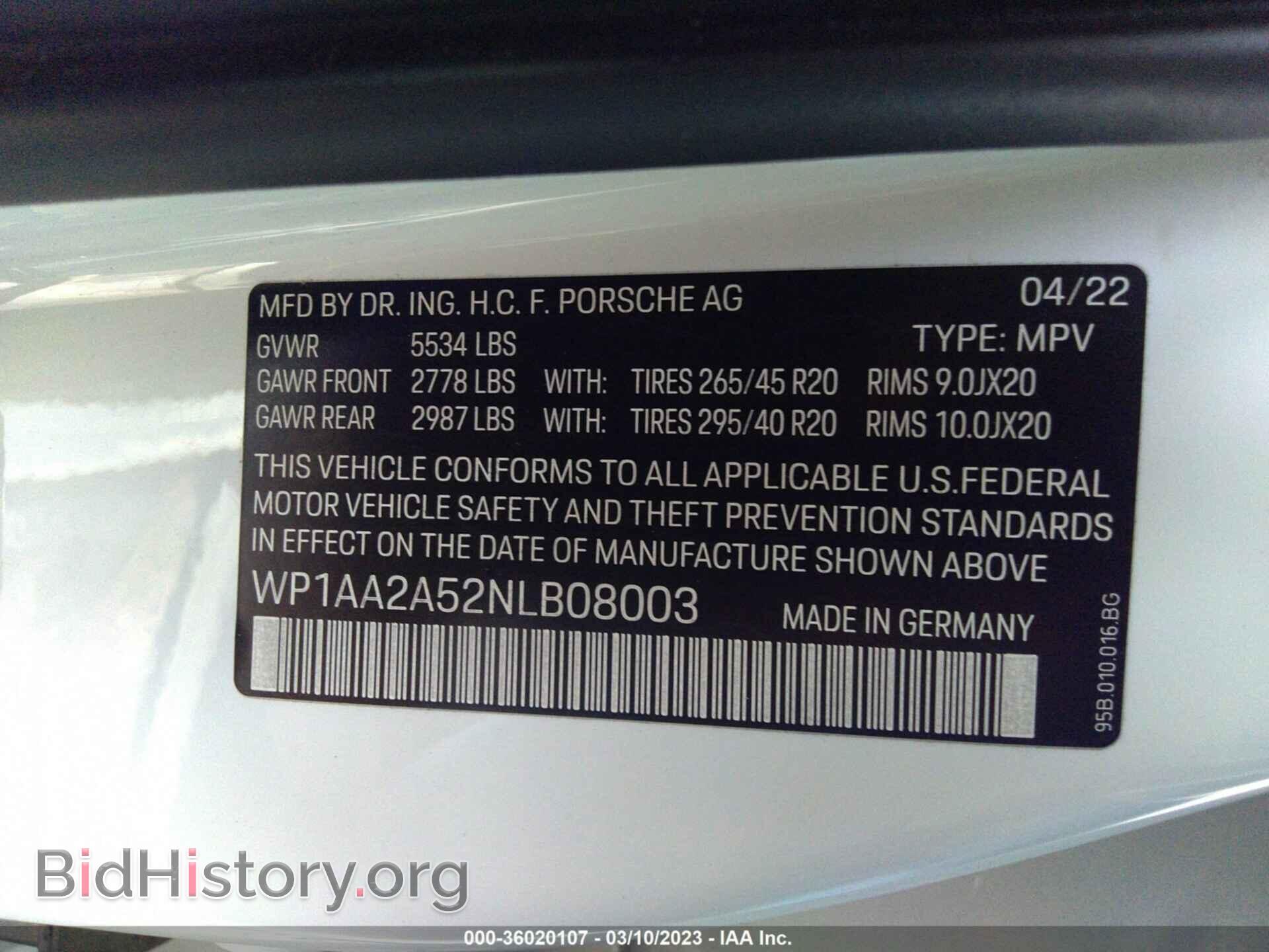 2022 PORSCHE MACAN - VIN: WP1AA2A52NLB08003 - Photo 9