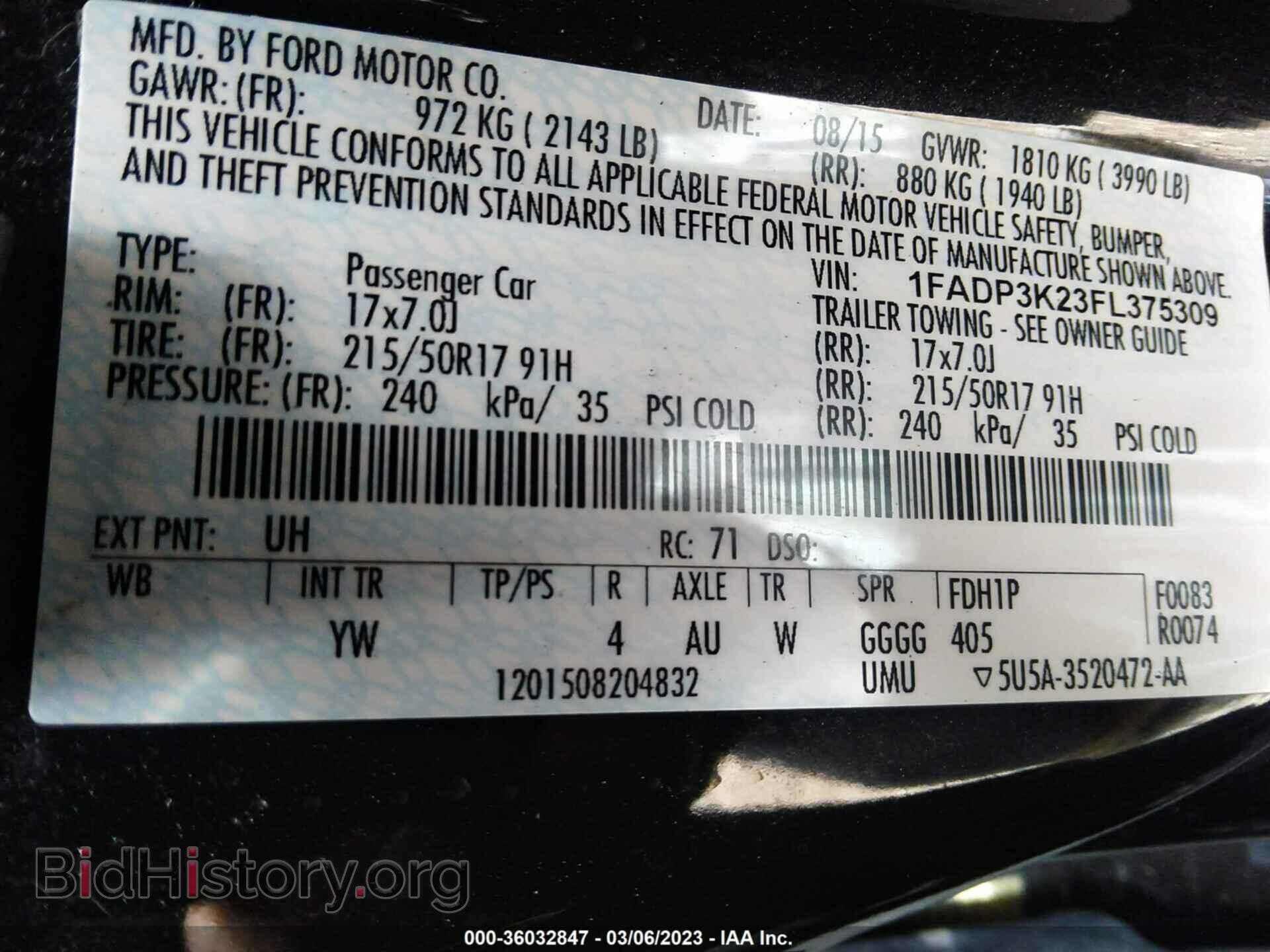 2015 FORD FOCUS - VIN: 1FADP3K23FL375309 - Фото 9