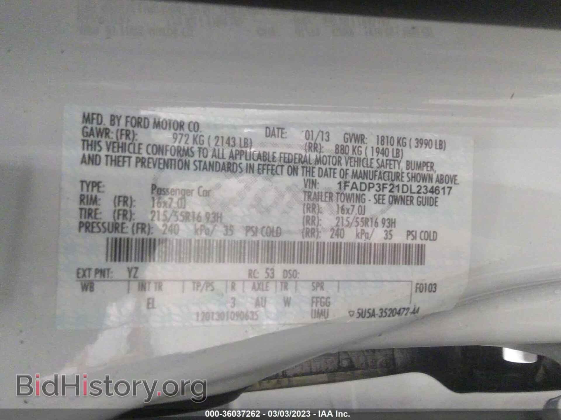 2013 FORD FOCUS - VIN: 1FADP3F21DL234617 - Фото 9