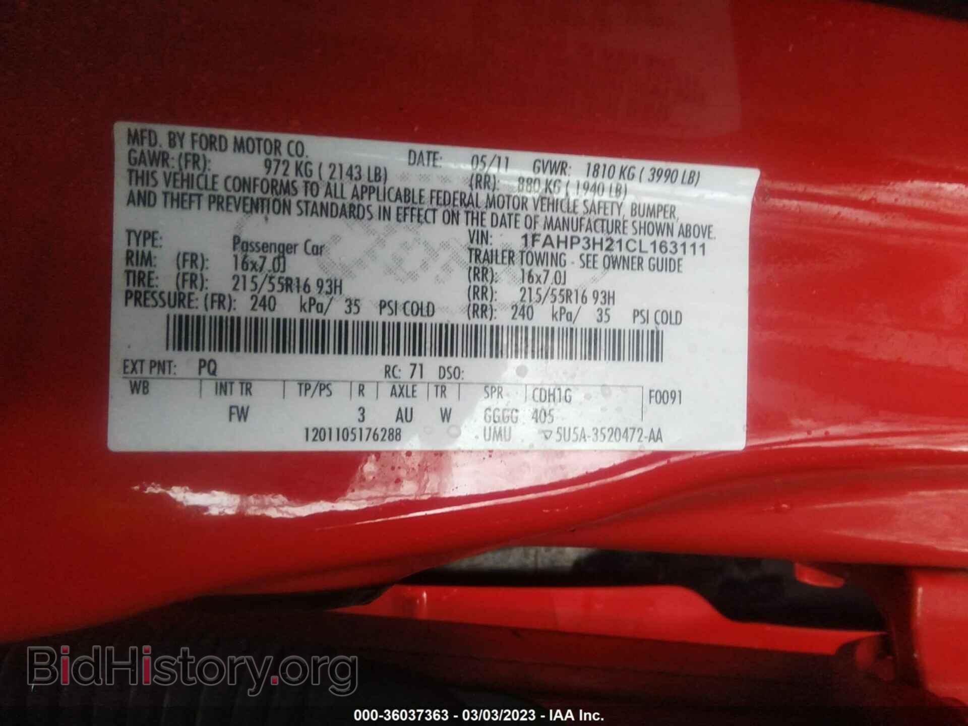 2012 FORD FOCUS - VIN: 1FAHP3H21CL163111 - Фото 9