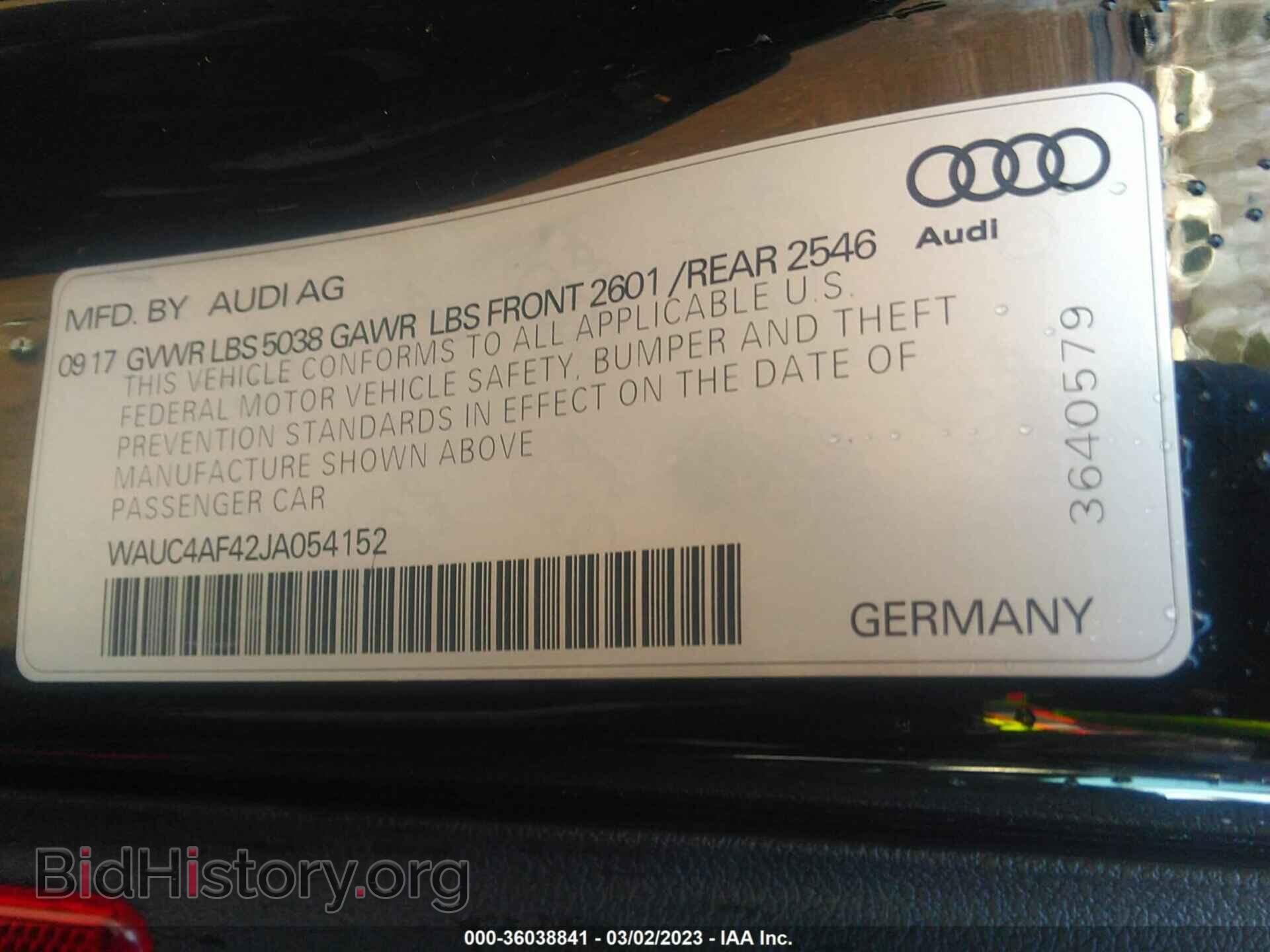2018 AUDI S4 - VIN: WAUC4AF42JA054152 - Фото 9