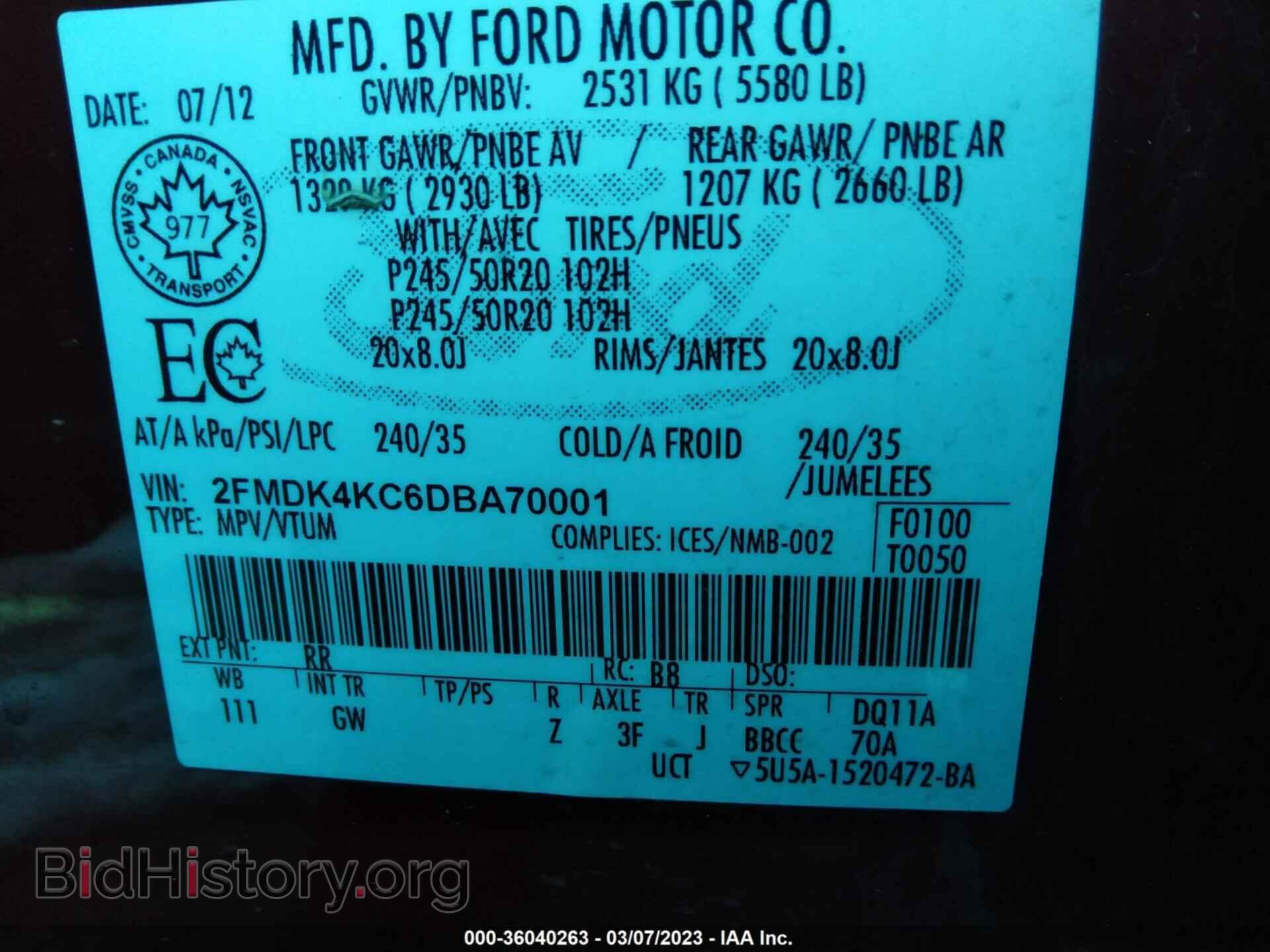 2013 FORD EDGE - VIN: 2FMDK4KC6DBA70001 - Photo 9