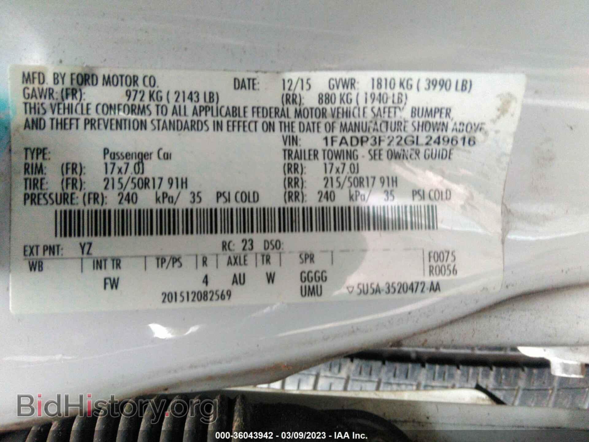 2016 FORD FOCUS - VIN: 1FADP3F22GL249616 - Фото 9