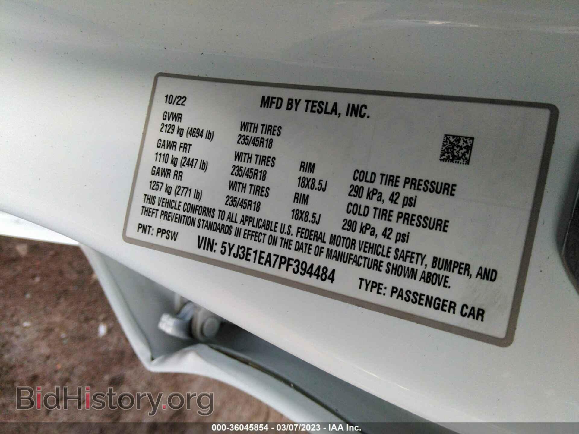 2023 TESLA MODEL 3 - VIN: 5YJ3E1EA7PF394484 - Photo 9