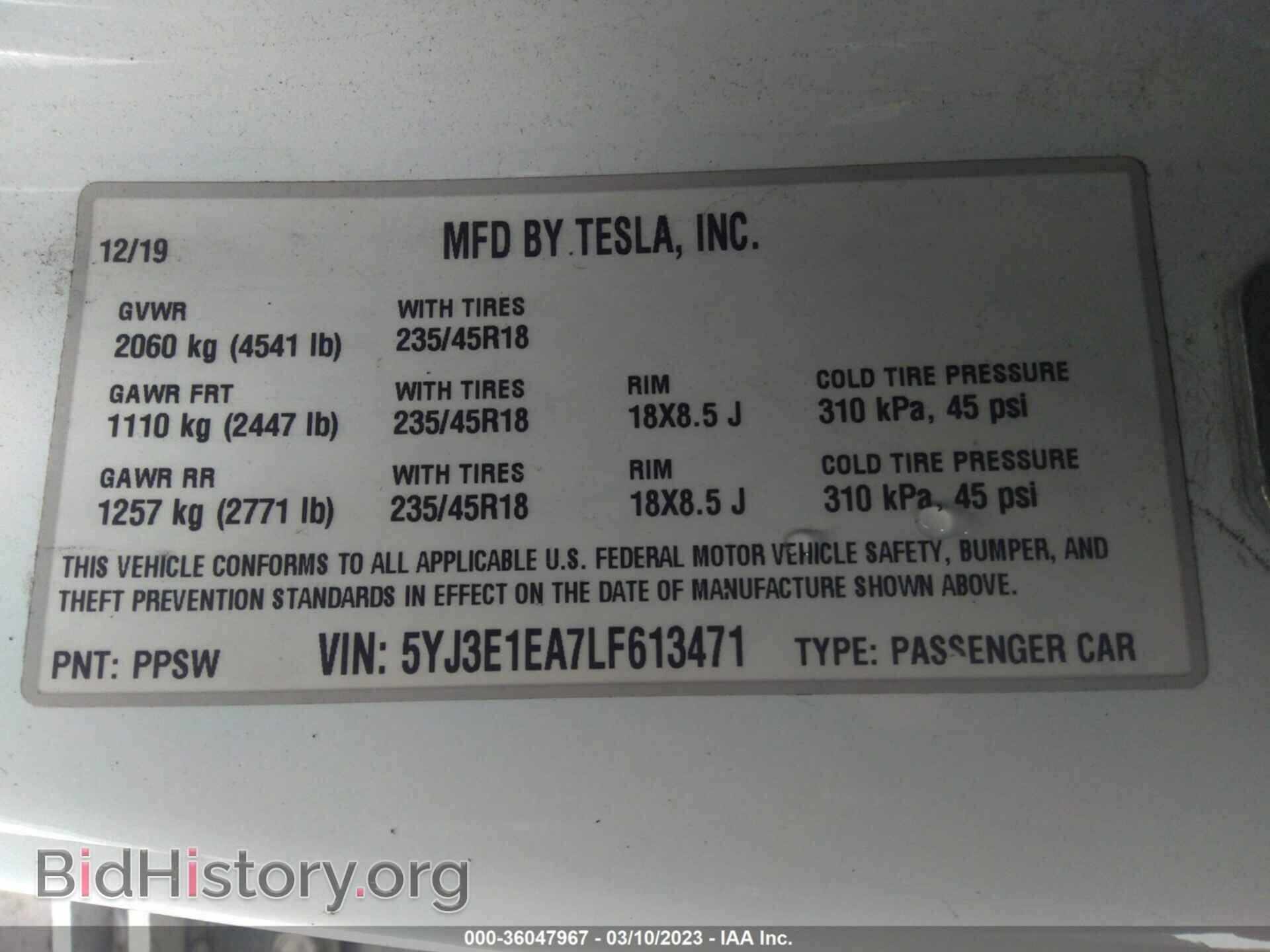 2020 TESLA MODEL 3 - VIN: 5YJ3E1EA7LF613471 - Фото 9