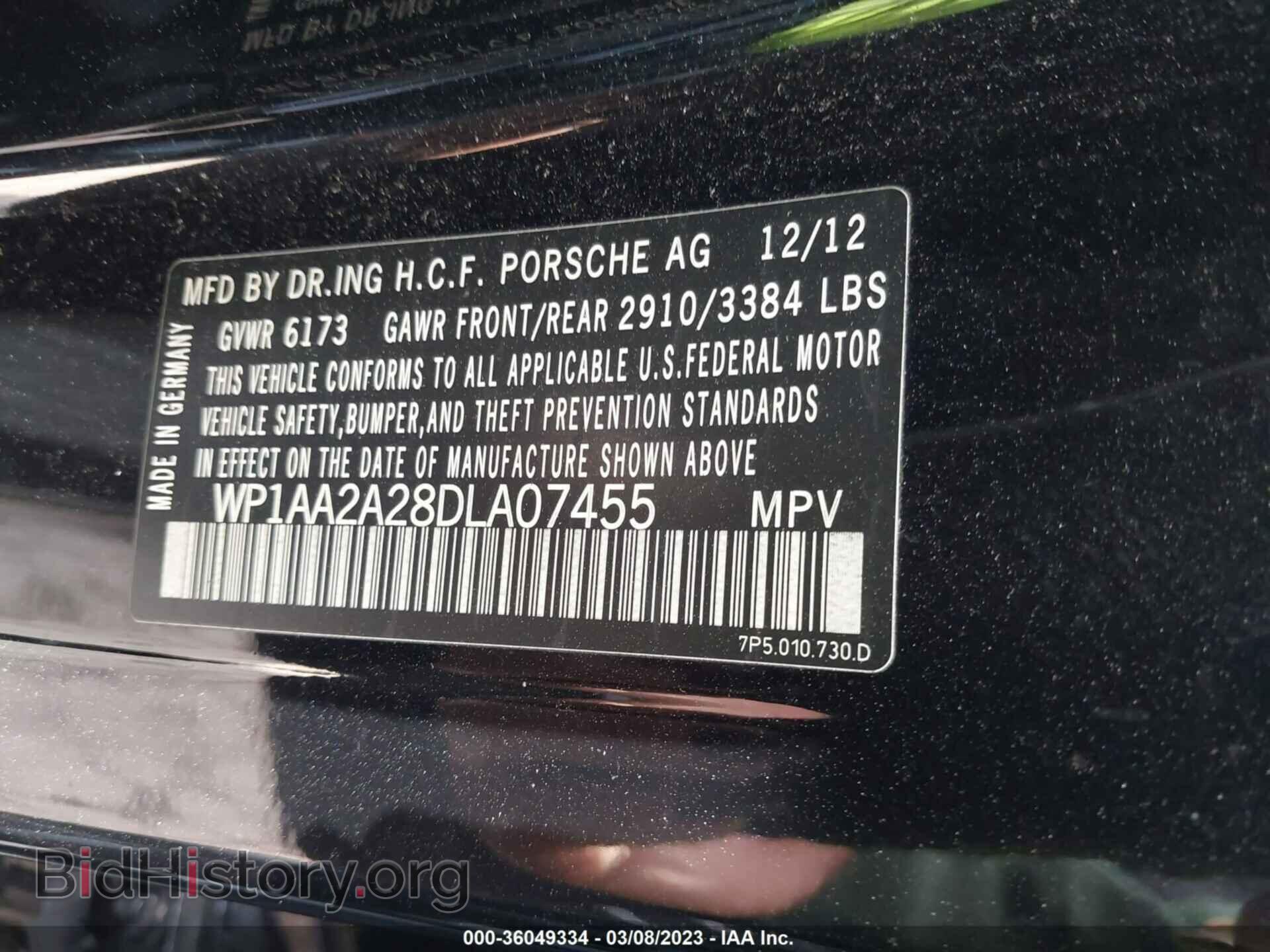 2013 PORSCHE CAYENNE - VIN: WP1AA2A28DLA07455 - Фото 9