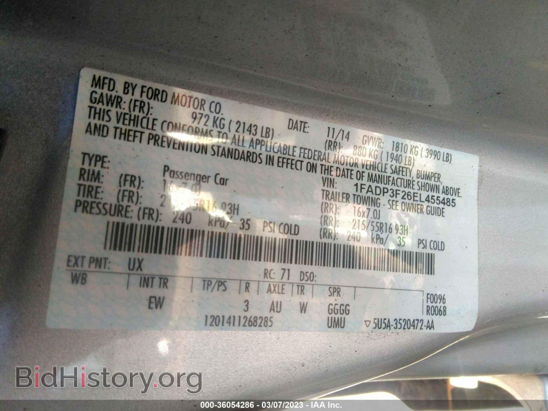 2014 FORD FOCUS - VIN: 1FADP3F26EL455485 - Фото 9