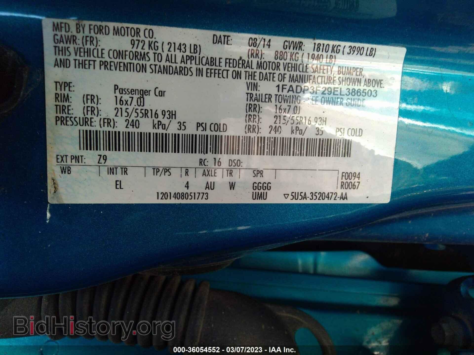 2014 FORD FOCUS - VIN: 1FADP3F29EL386503 - Фото 9