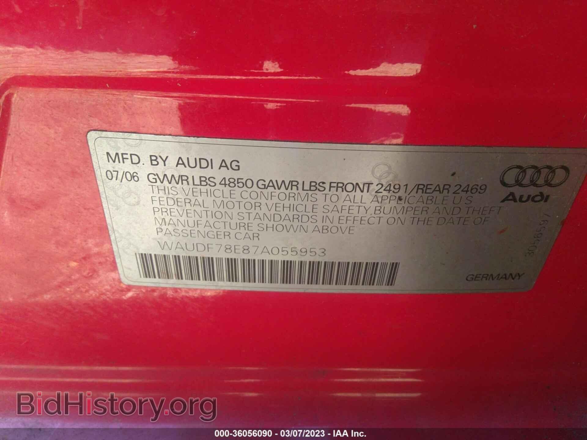 2007 AUDI A4 - VIN: WAUDF78E87A055953 - Photo 9