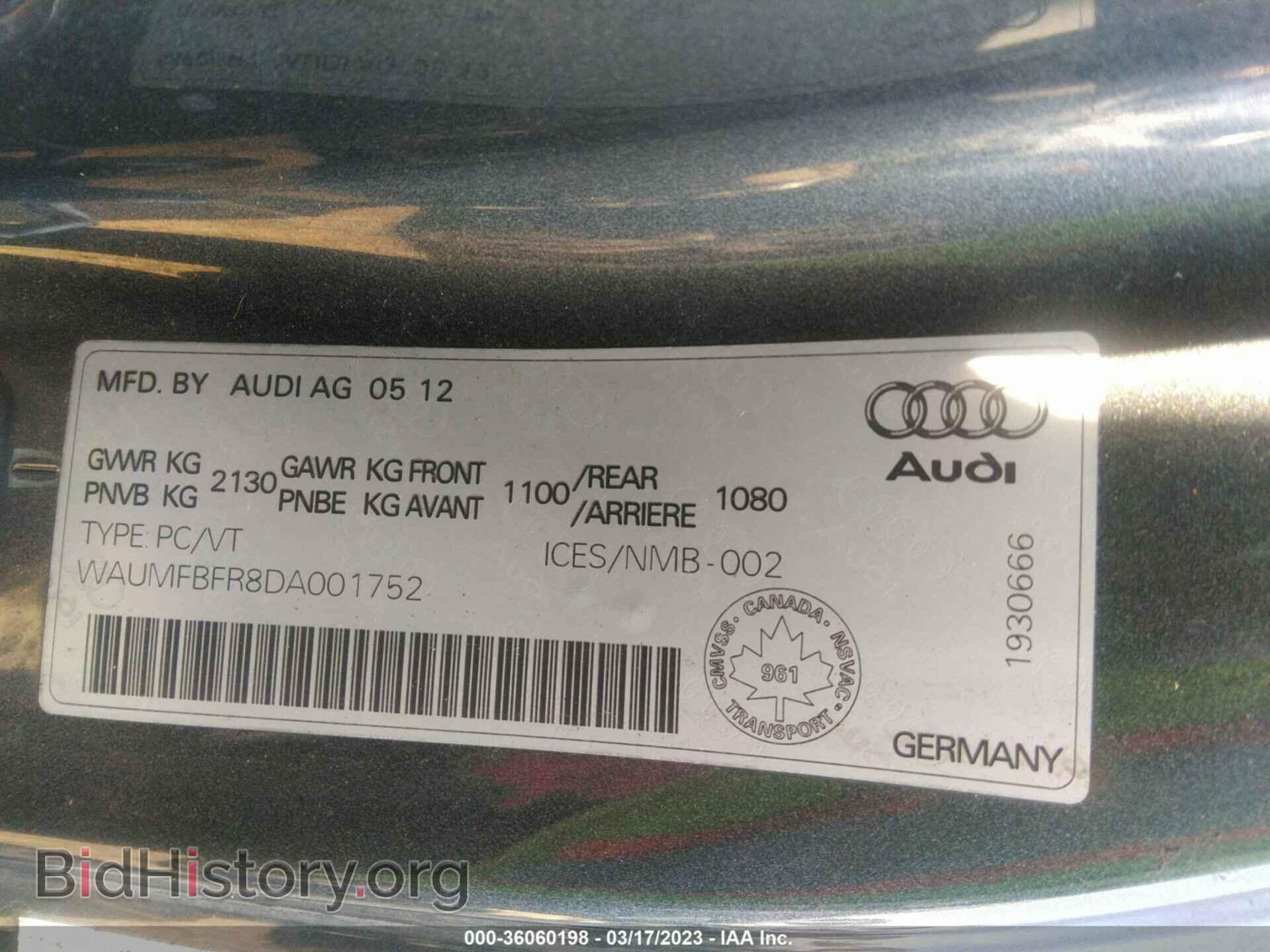 2013 AUDI A5 - VIN: WAUMFBFR8DA001752 - Фото 9