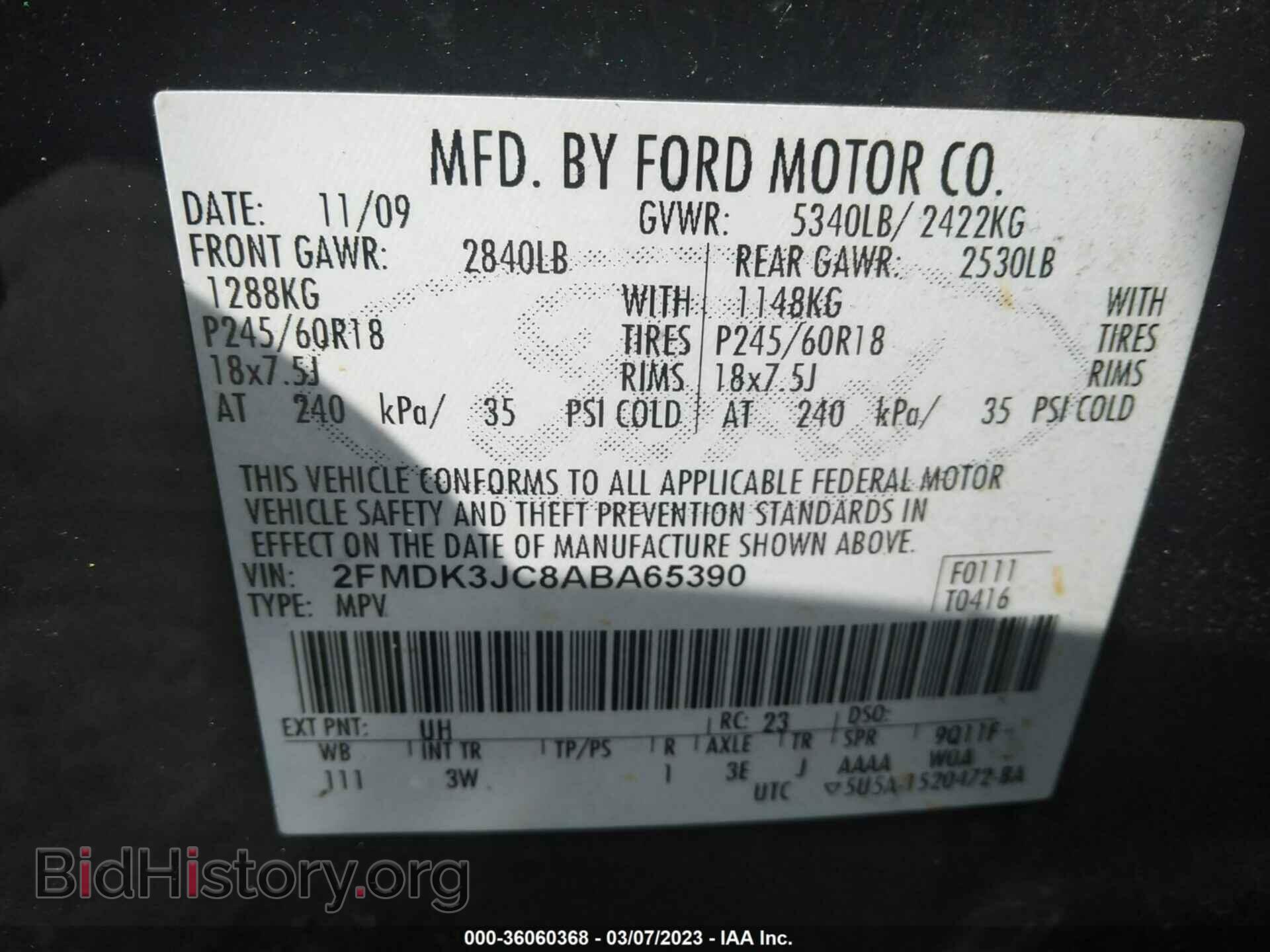 2010 FORD EDGE - VIN: 2FMDK3JC8ABA65390 - Photo 9