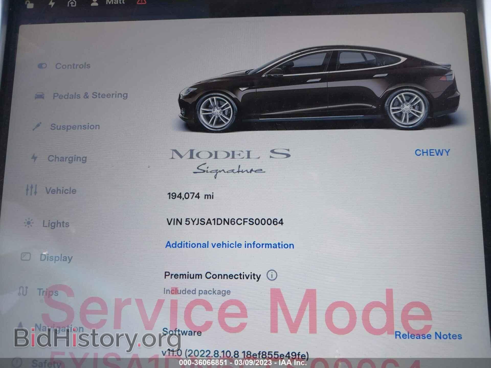 2012 TESLA MODEL S - VIN: 5YJSA1DN6CFS00064 - Photo 7