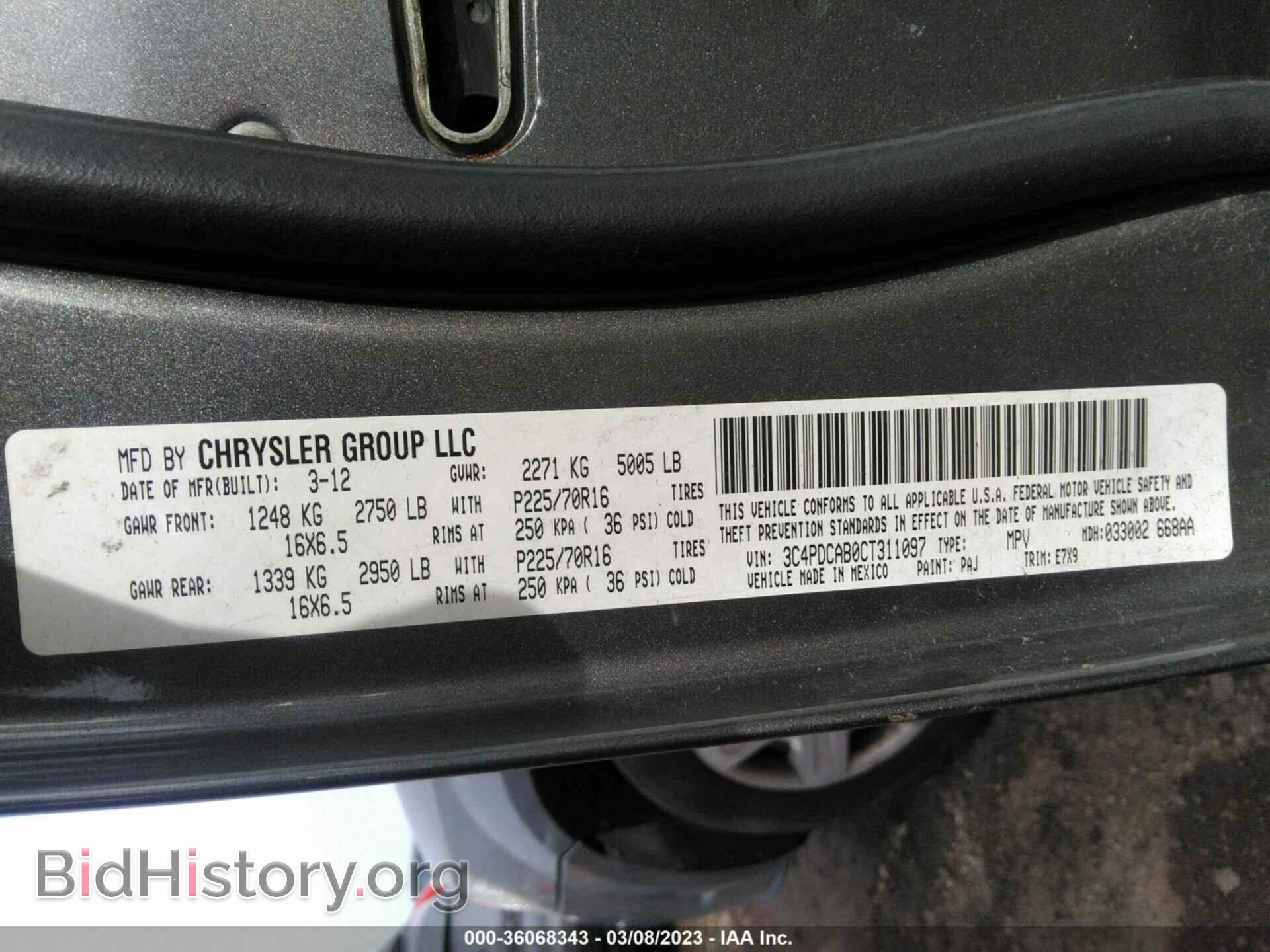 2012 DODGE JOURNEY - VIN: 3C4PDCAB0CT311097 - Фото 9