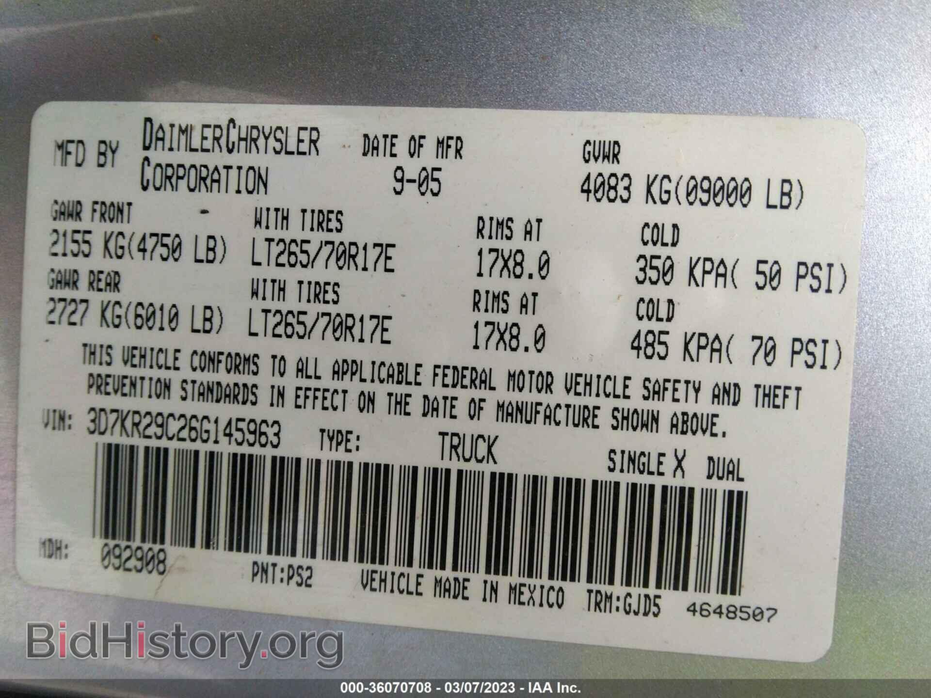2006 DODGE RAM 2500 - VIN: 3D7KR29C26G145963 - Фото 9