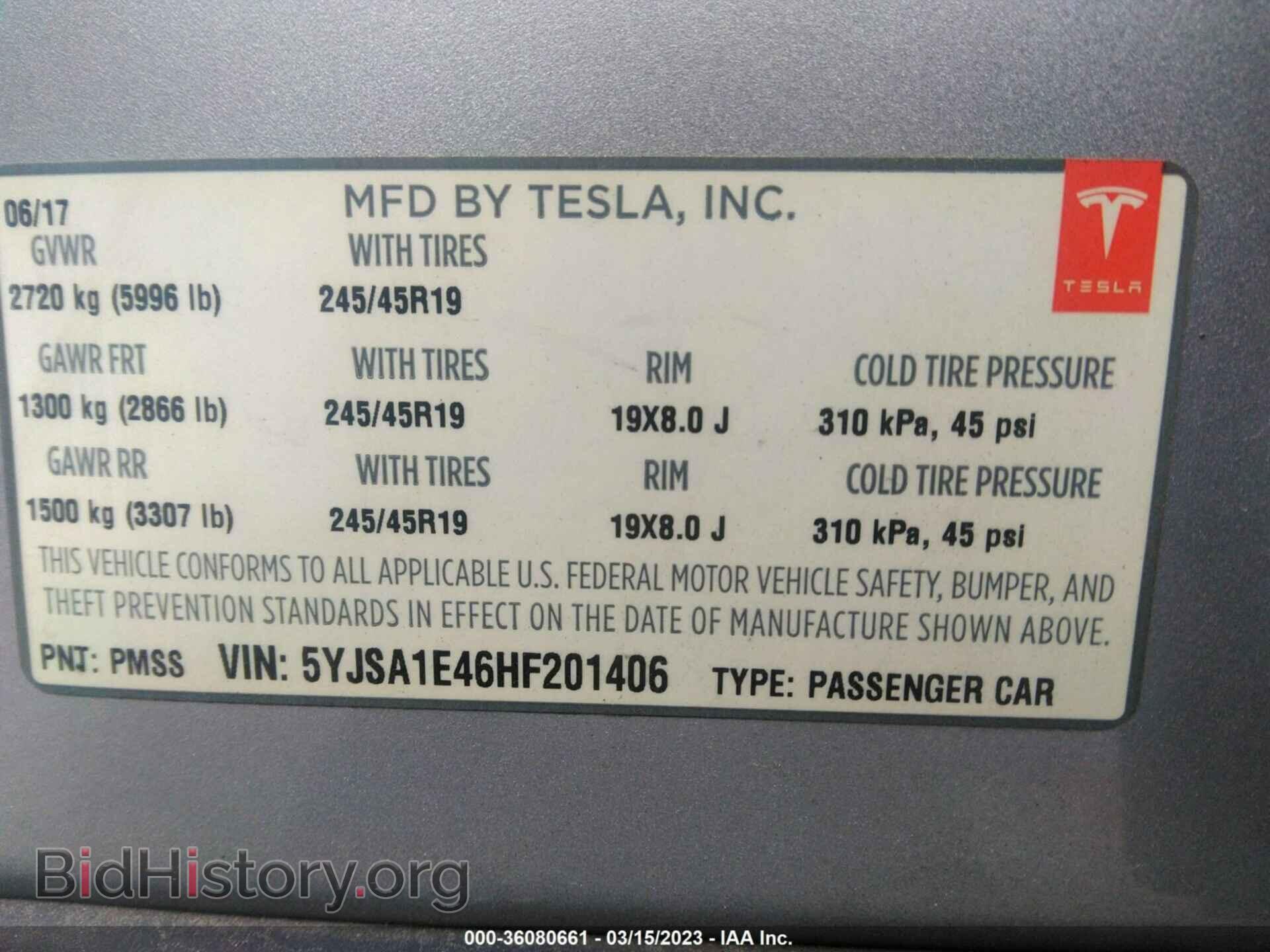 2017 TESLA MODEL S - VIN: 5YJSA1E46HF201406 - Photo 9